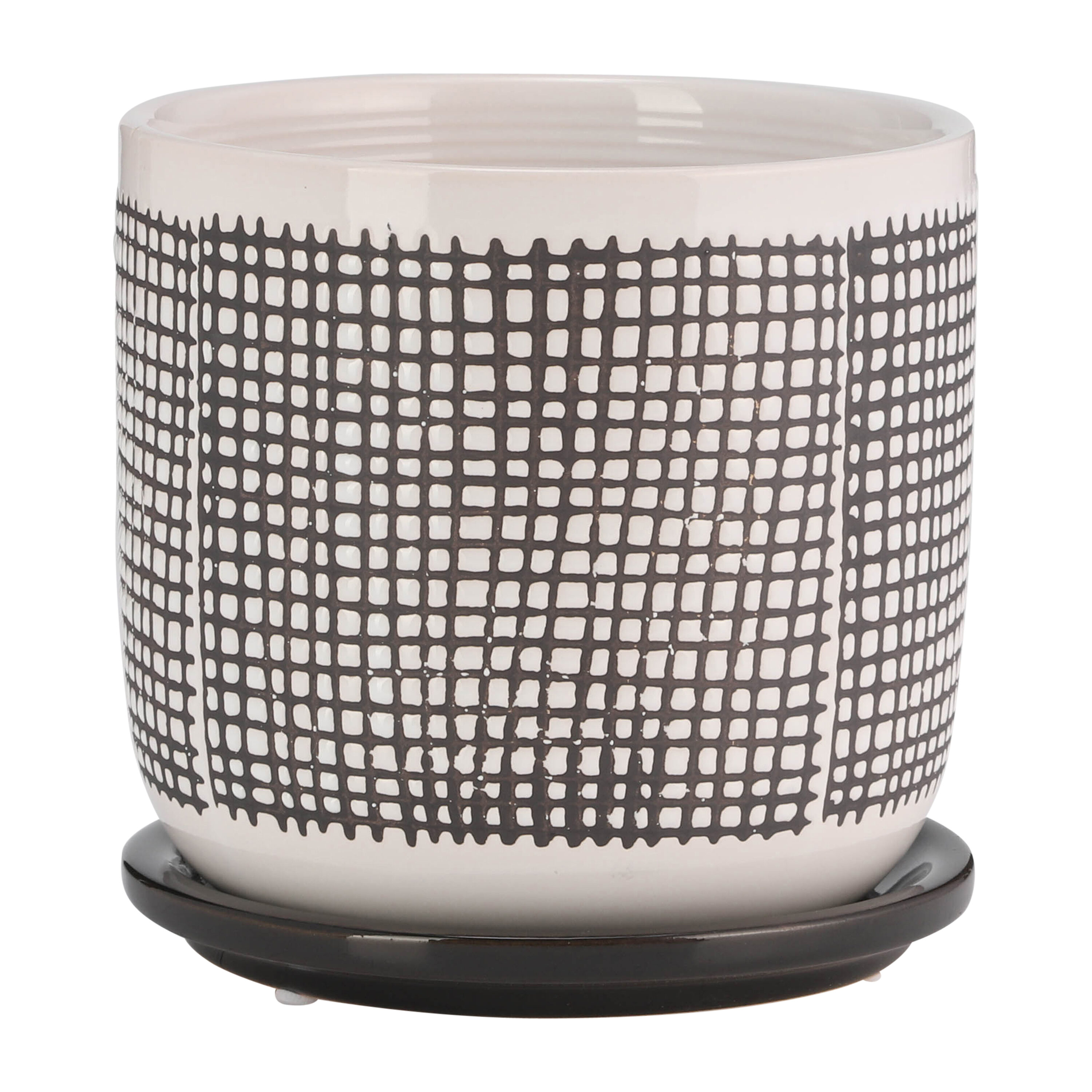 Siavonce XH06867 6.0-in W Small Gray Ceramic Indoor/Outdoor Planter
