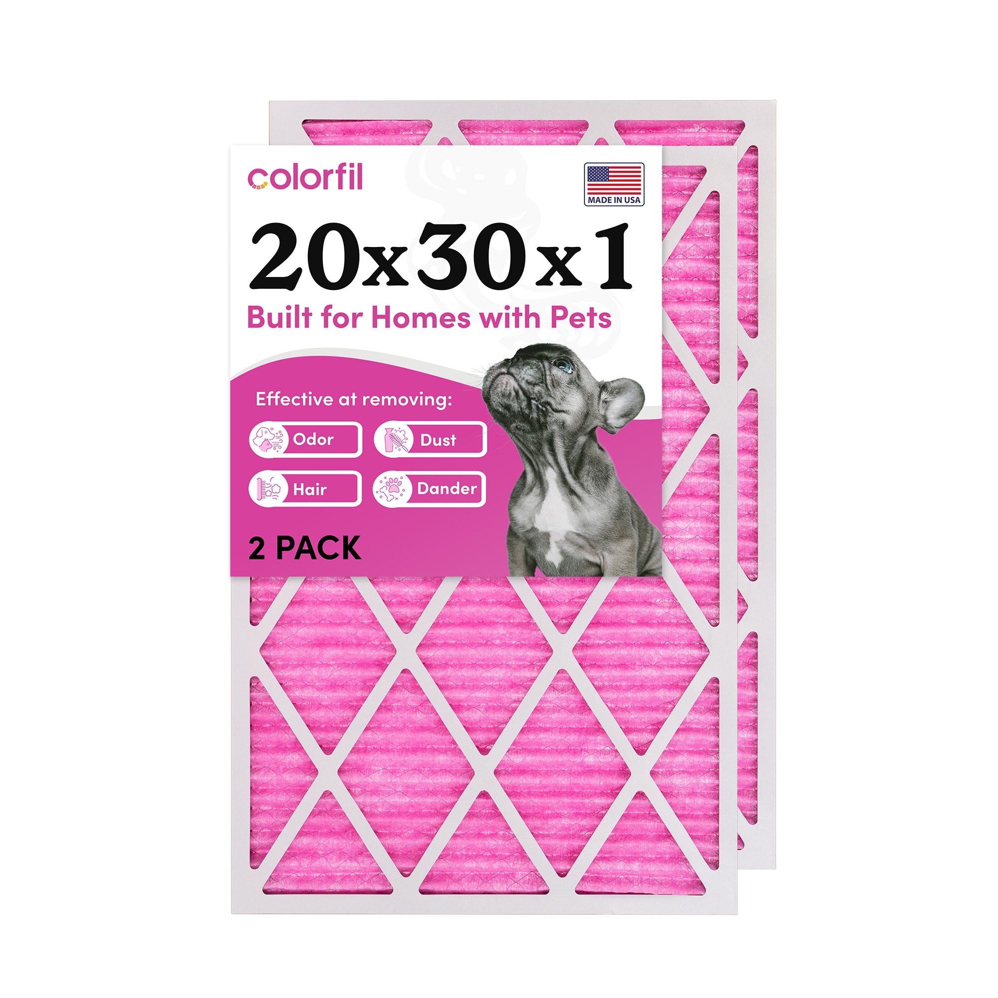 Colorfil 20301CFHVAC2PP 20-in W x 30-in L x 1-in MERV 8 Pleated Air Filter (2-Pack)