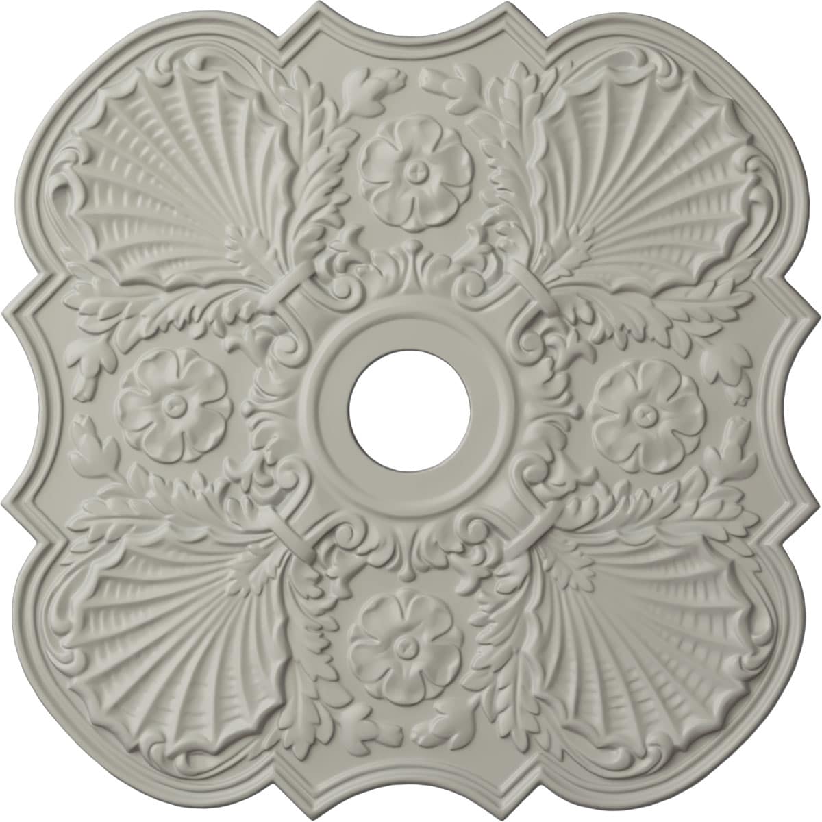 Ekena Millwork CM29FWPCF Flower 29-in W x 29-in L Painted Pot Of Cream Polyurethane Whole Ceiling Medallion