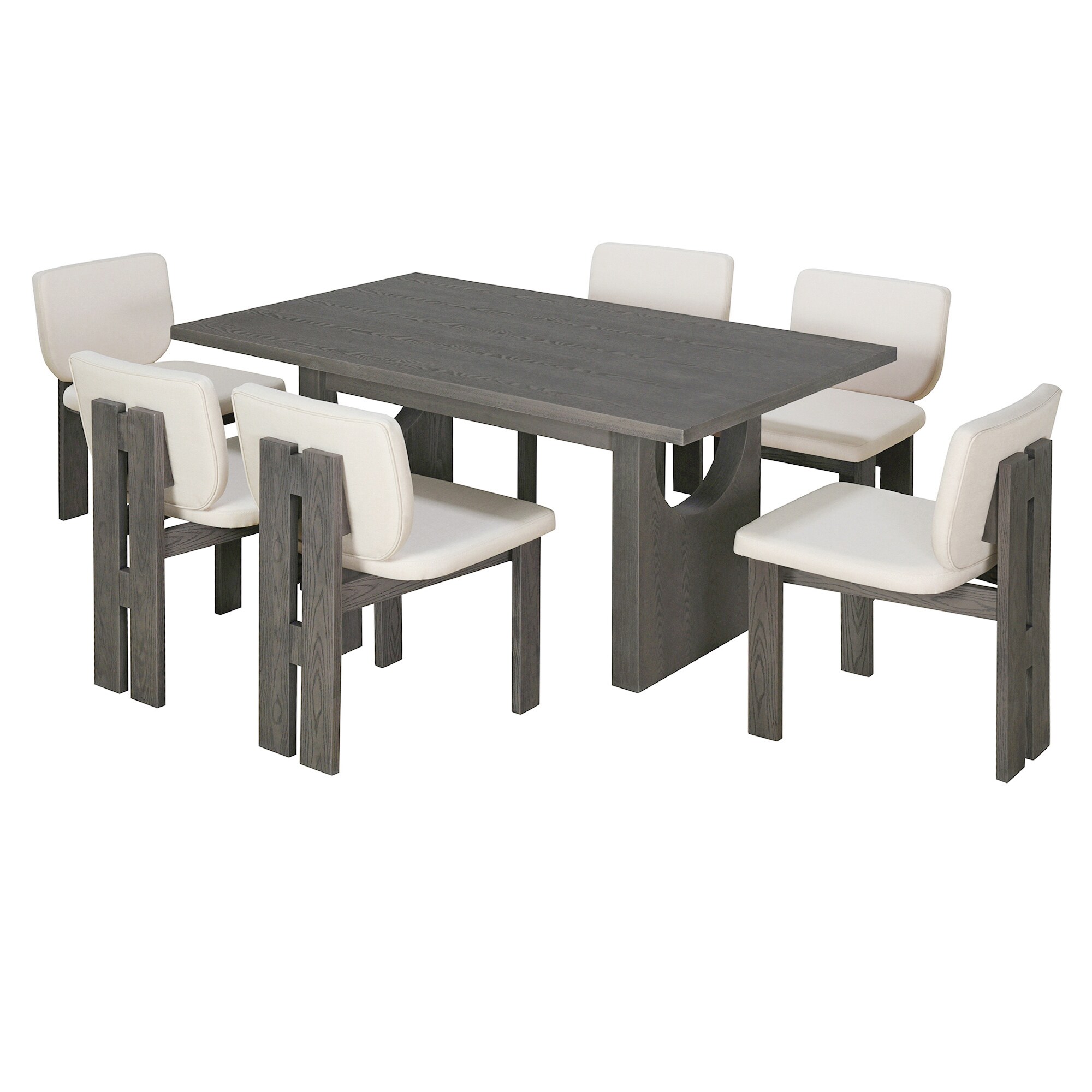 Bybafun YA0100243 Gray Rustic Dining Room Set with Rectangular Table ( Seats 6 )