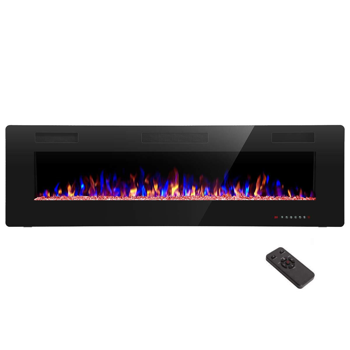 BANSA ROSE 60-in W Black Fan-forced Electric Fireplace LLZJLY41408 Sansujyuku sansujyuku.com