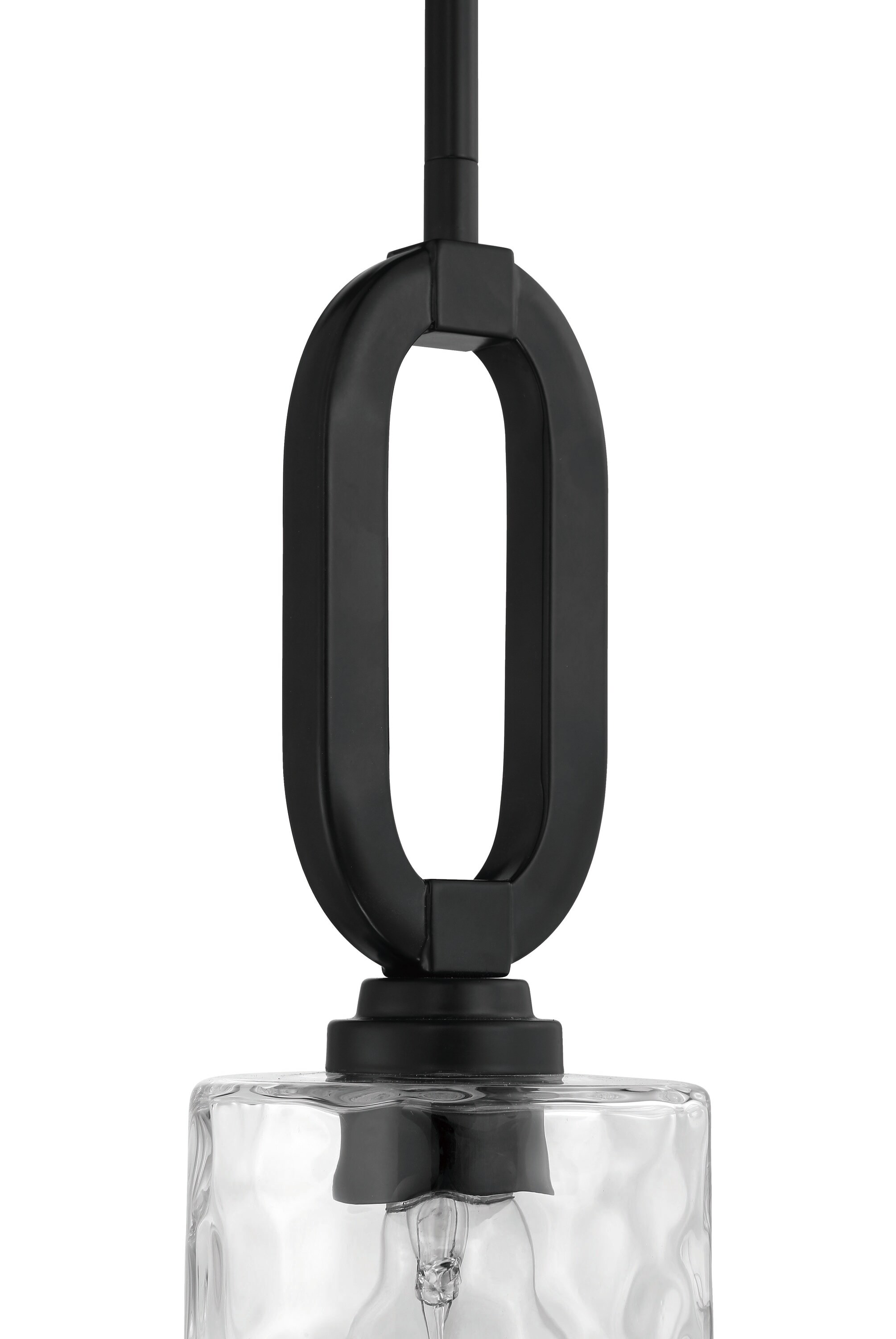 Flat Black Mini Chandelier with Clear Hammered Glass Shades