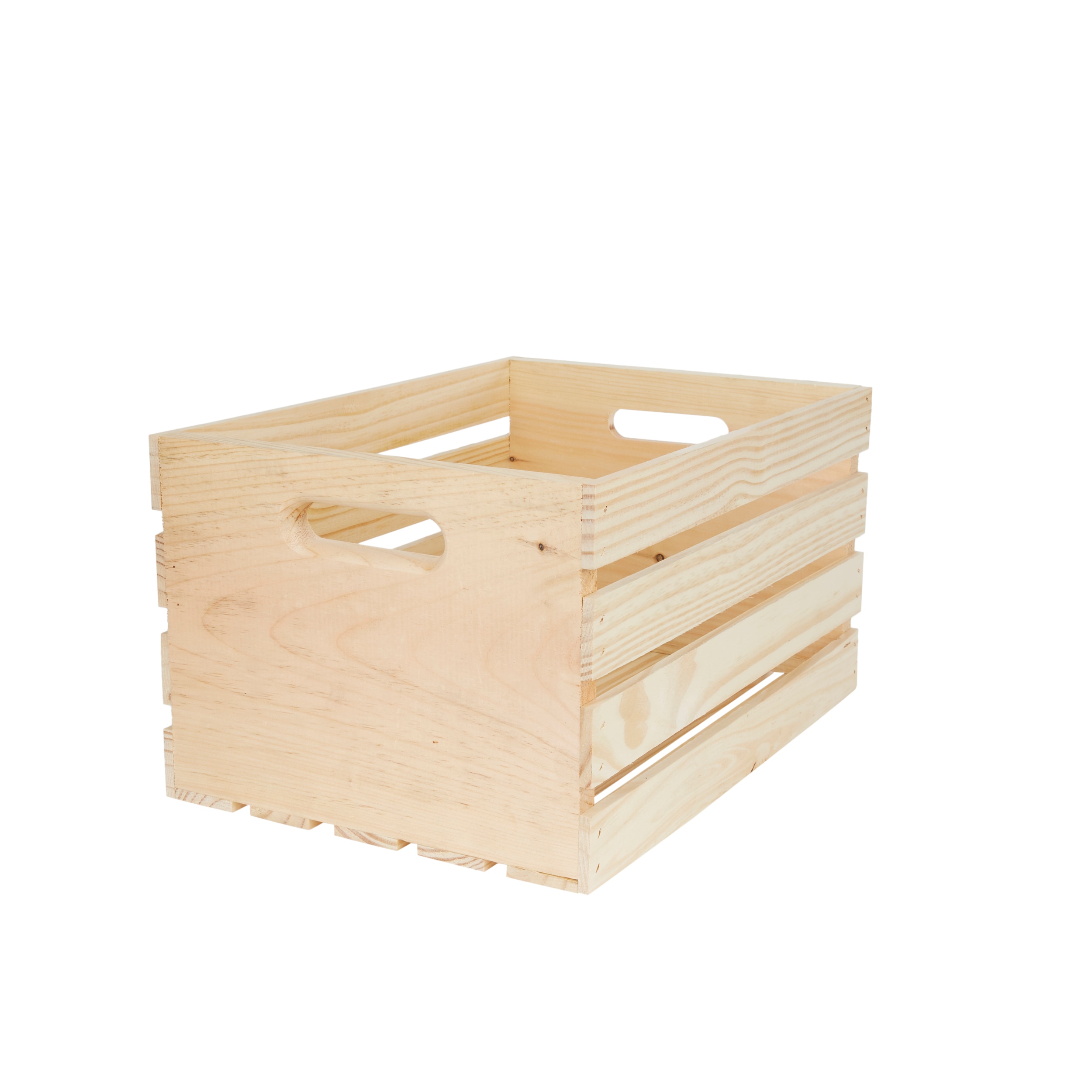 Wooden Storage Crate Kitchen Food Tray Vegetable Box With Handles Unpainted Pine 