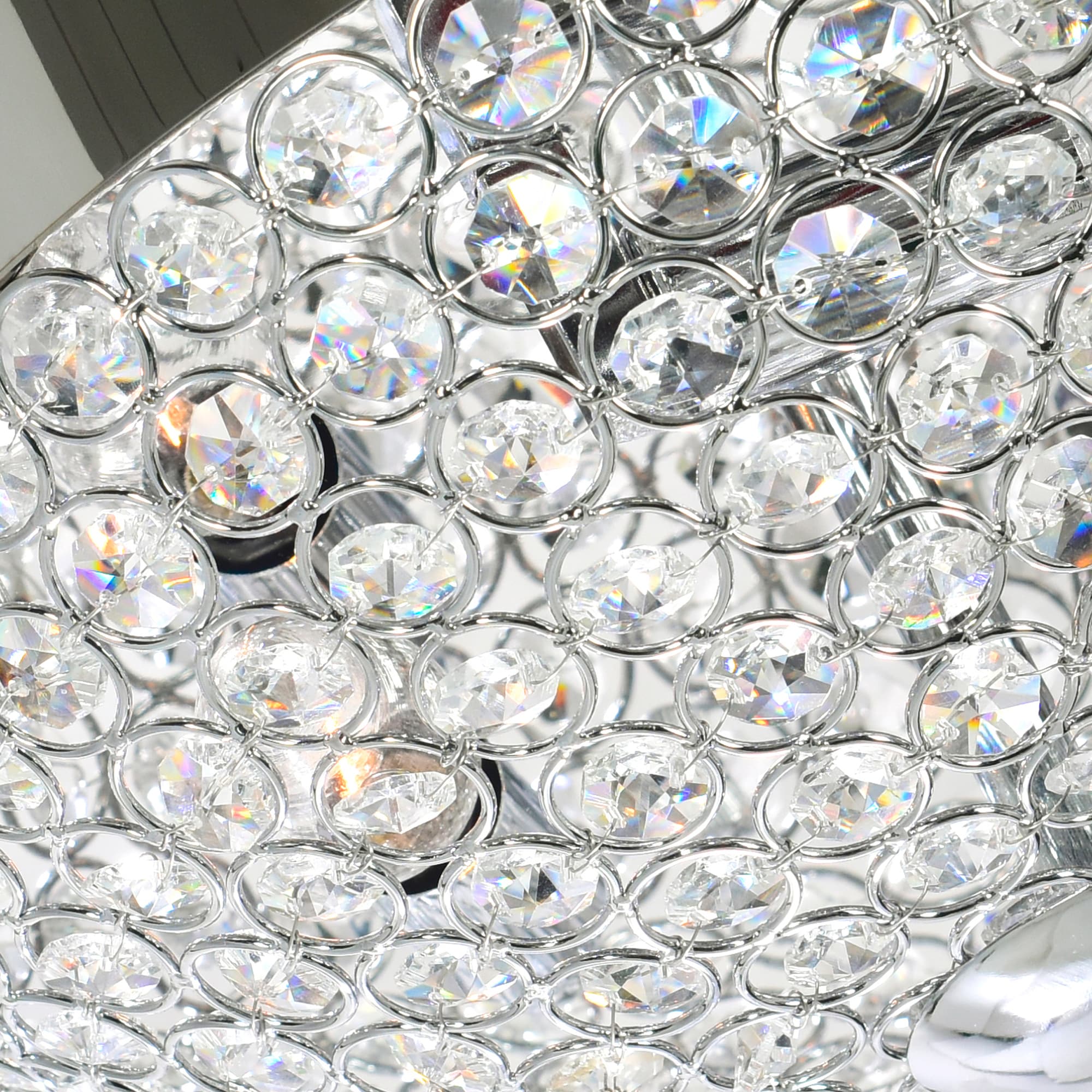 Chrome Crystal Bowl 4-Light Flush Mount Chandelier