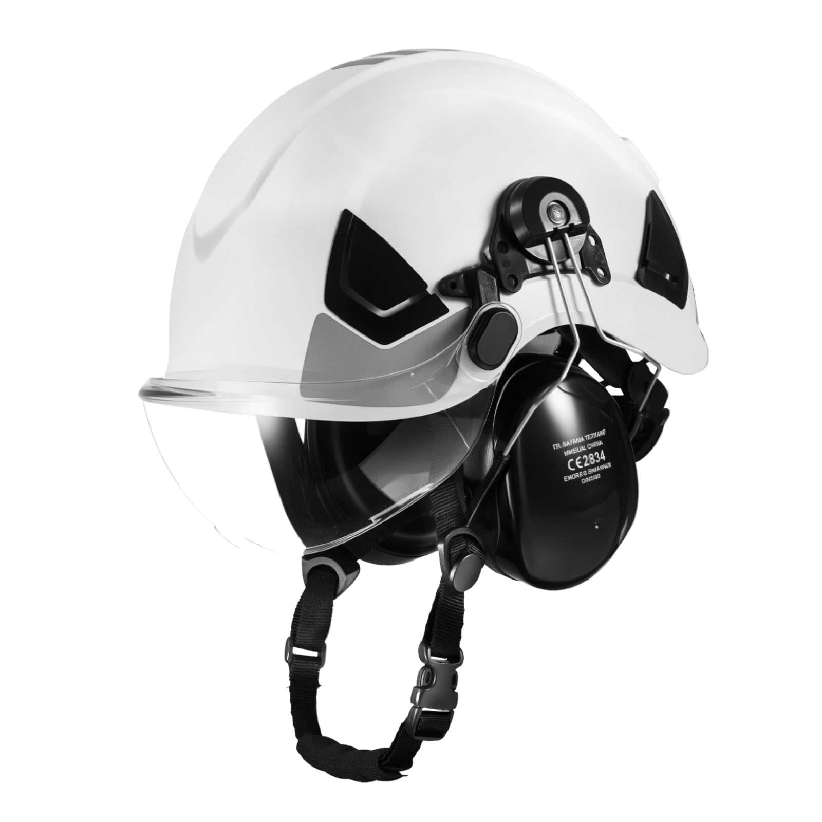 VEVOR Industrial Safety Helmet ANSI/ISEA Z89.1 Approved ABS Hard Hat with Visor and Earmuffs 6-Point Ratchet Suspension Adjustable Vented Hardhat for Men and Women for Outdoor Construction Workwear #SCAQMANSITYP14525V0