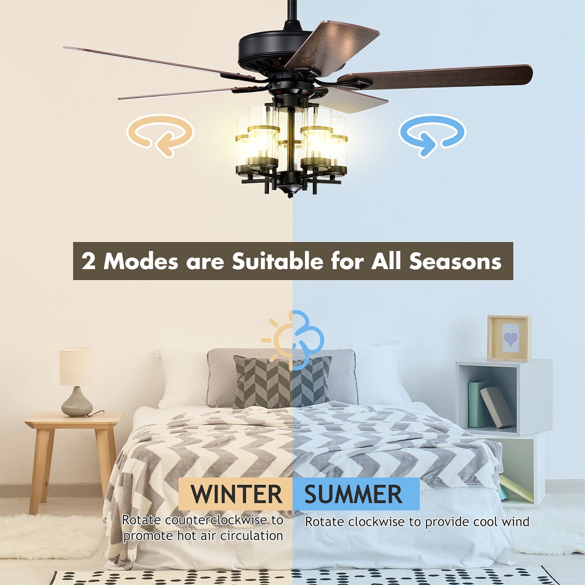 WELLFOR DFJ10053US-BK Ceiling-Fans - View #7