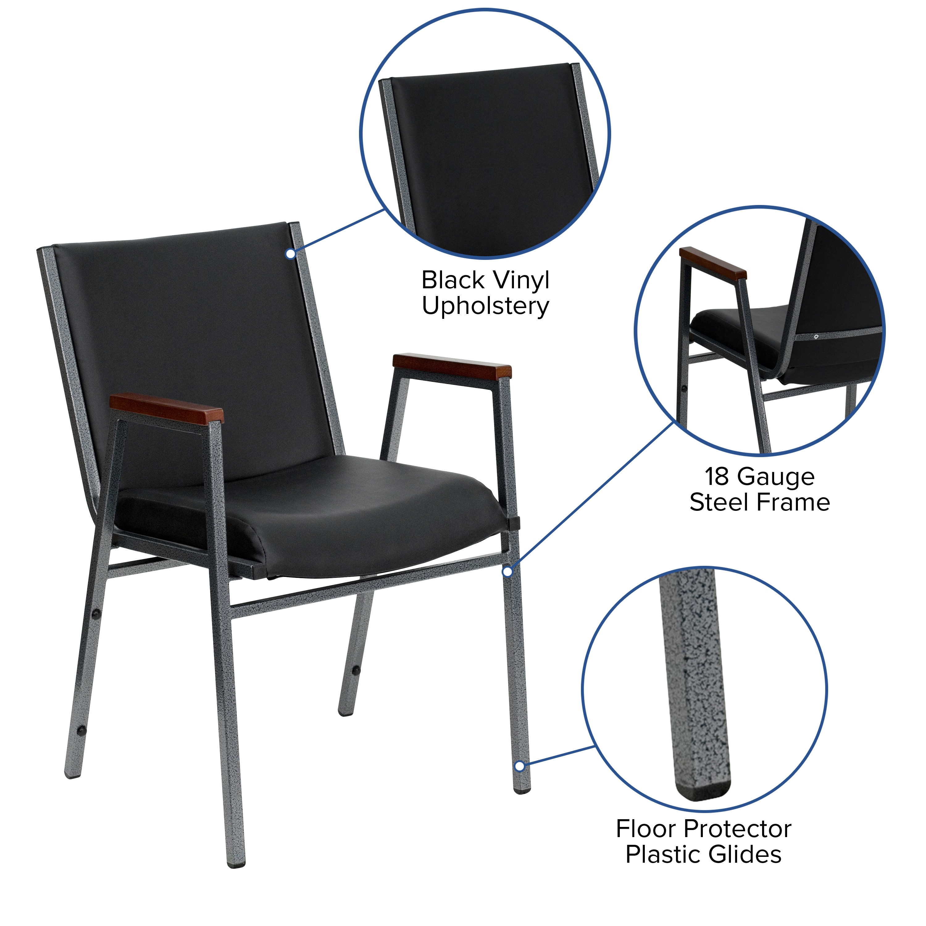 Cherry and Black Vinyl Contemporary Stackable Office Chair