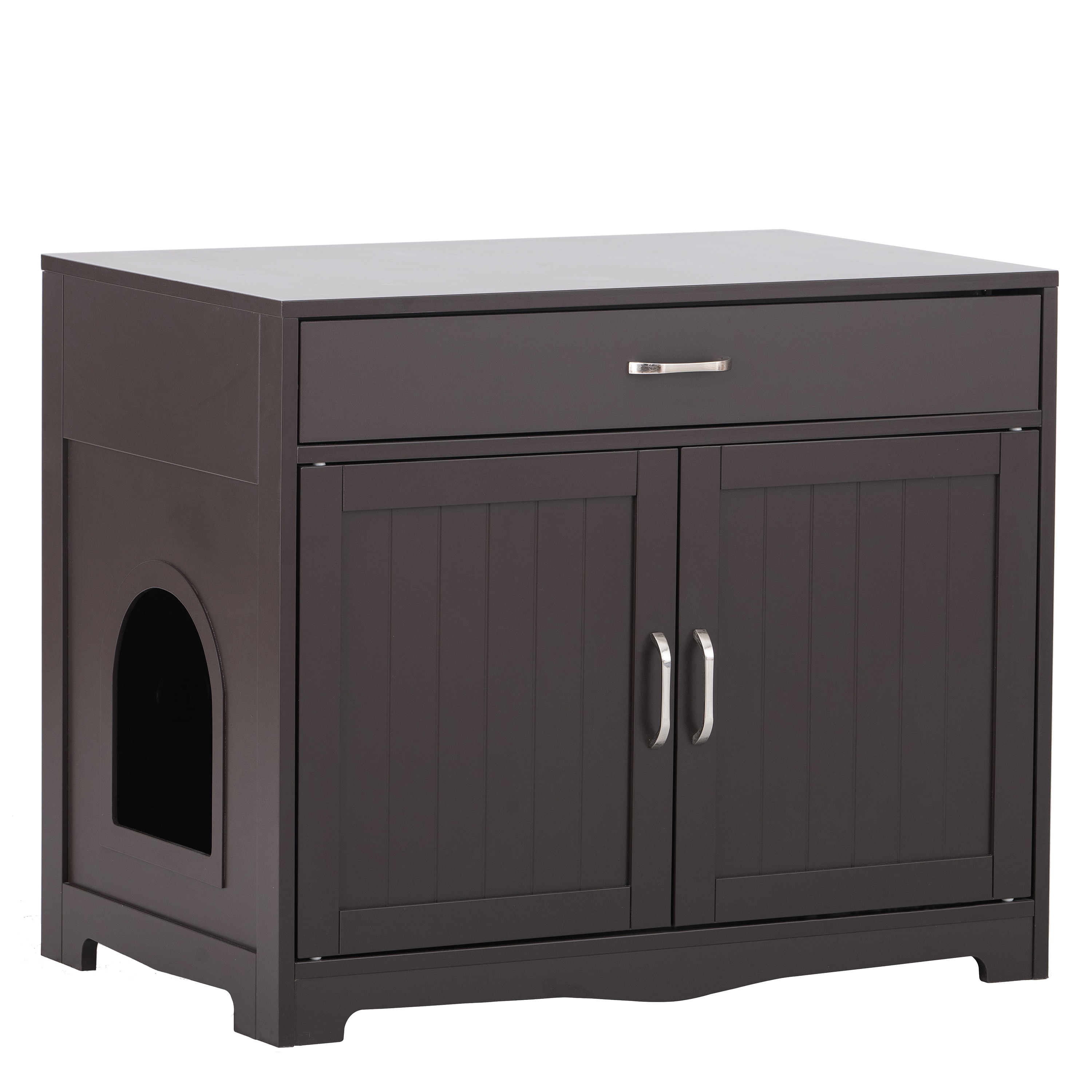 LIVIZA Walnut Hooded Litter Box Concealment GIJ-LBE-001WL at Lowes.com