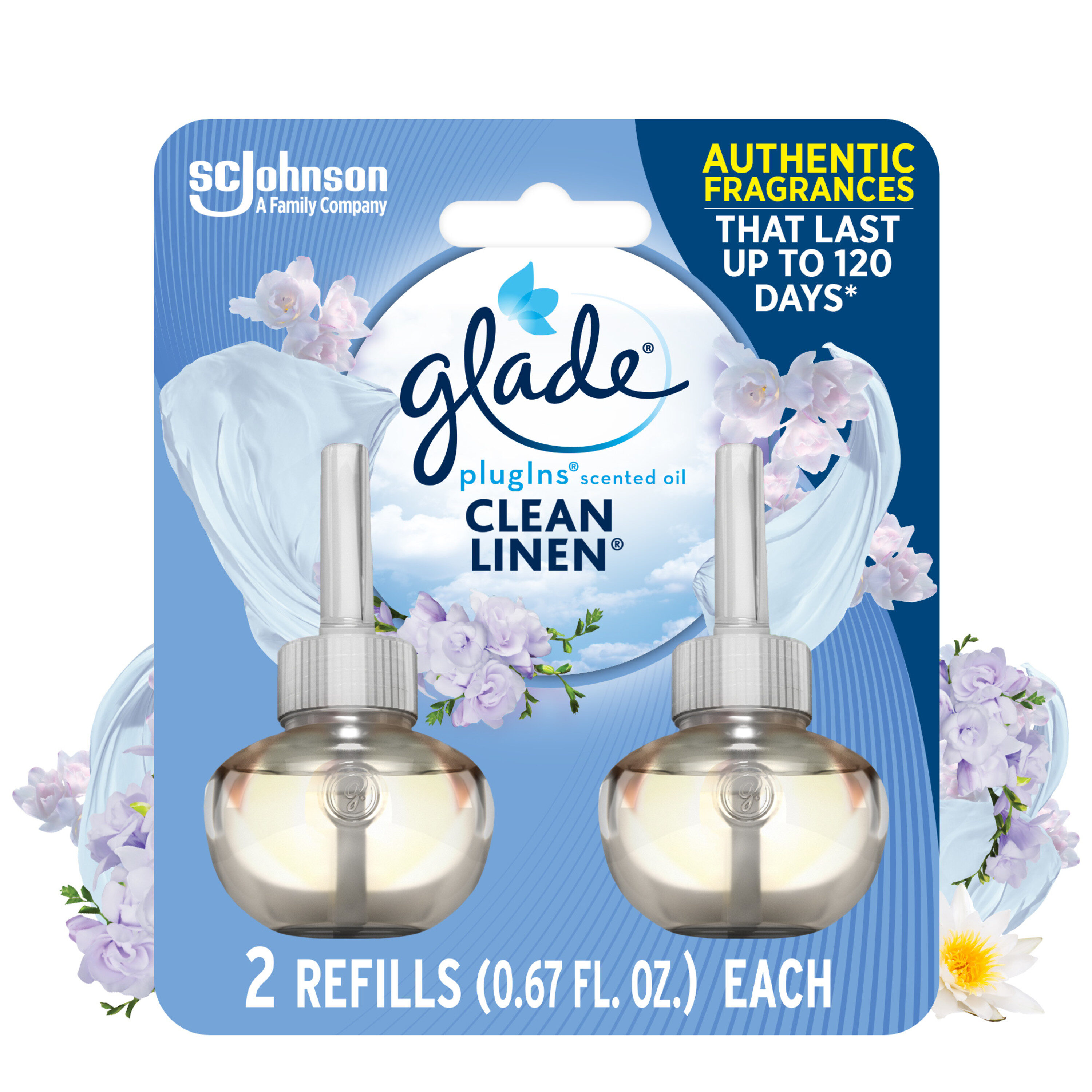 Glade PlugIns Scented Oil Refills, Clean Linen - 5 pack, 0.67 fl oz refills