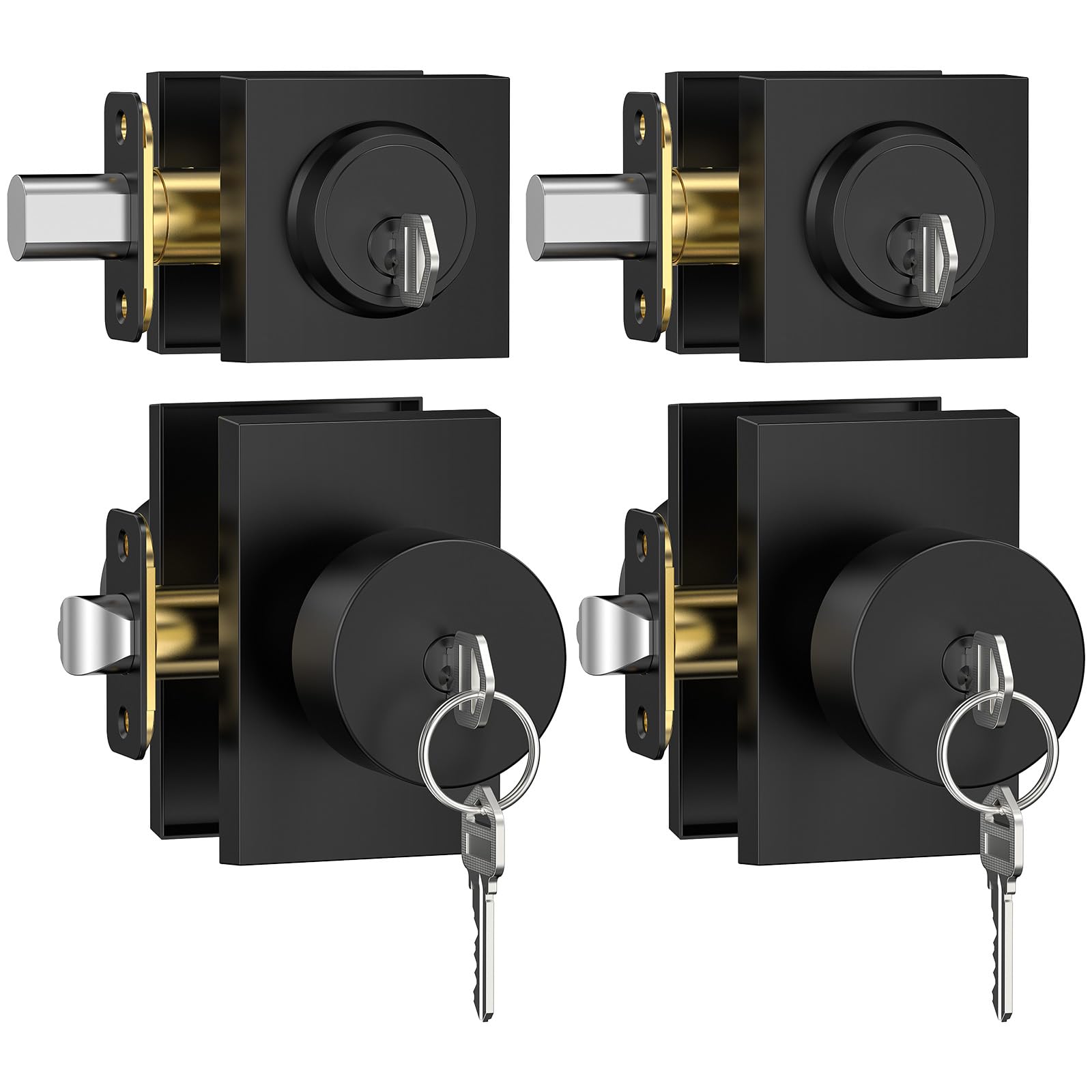 SenQWFa  Exterior Door Knob and Deadbolt Set 2 Pack Black Front Door Lock Set Keyed Alike for Right and Left Sided Doors Double Lock
