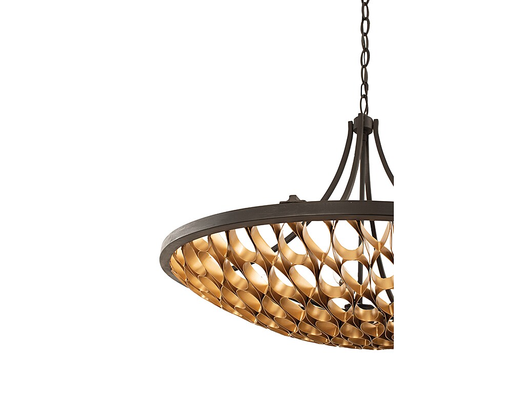 Ventura 8-Light Matte Black and Gold Mid-Century Modern Pendant