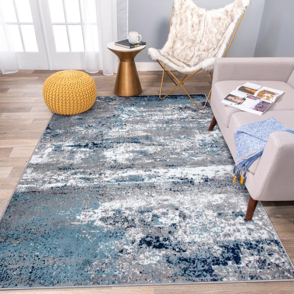 World Rug Gallery Durham 8 X 10 (ft) Blue Indoor Abstract Mid 