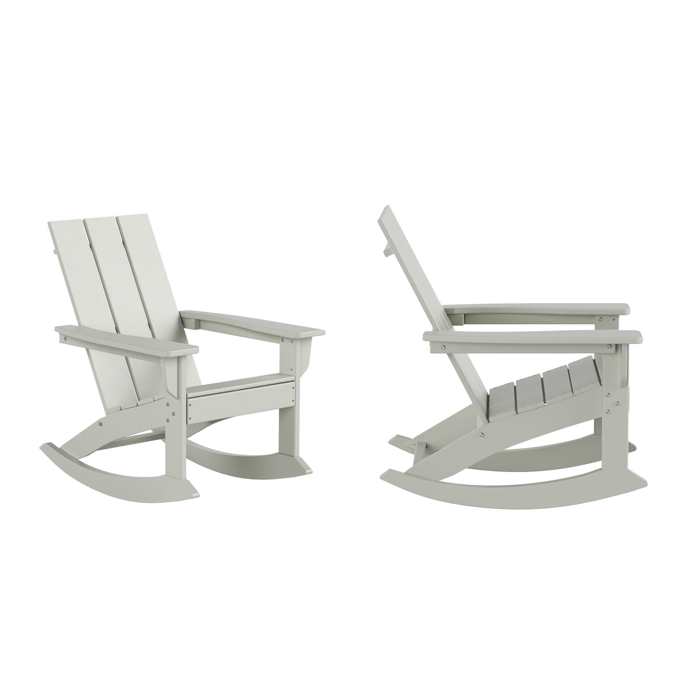 Westin Furniture OP5002-SD-2 Shoreside Set of 2 Sand HDPE Frame Rocking Chair with Slat Seat