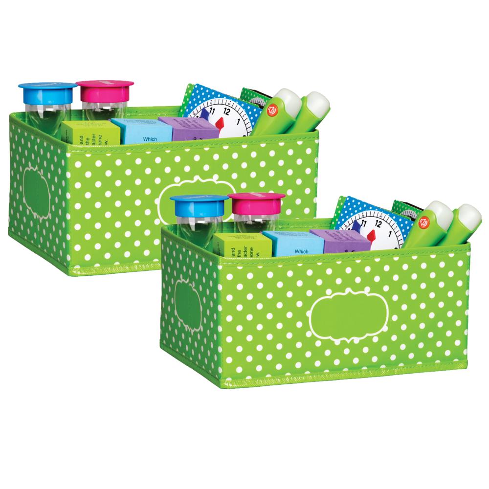 Lime Polka Dots Small Storage Bin - TCR20818, Teacher Created Resources