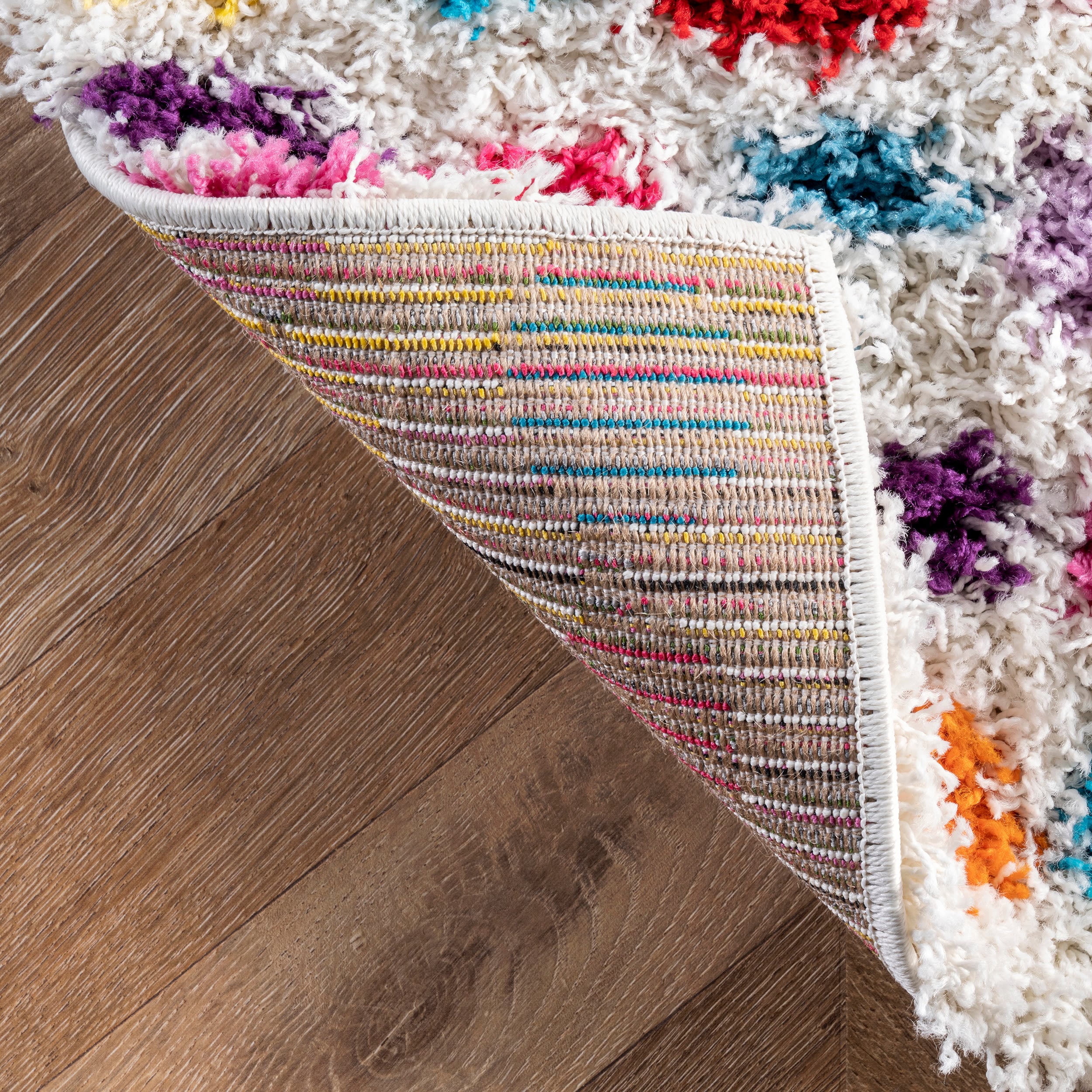 Radiance Handmade Multicolor Stripe Shag Rug 5' x 8'