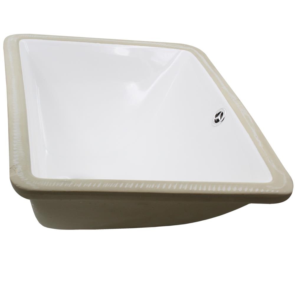 Novatto NP-U193902 Undermount Porcelain Undermount Rectangular Modern White Bathroom Sink ( 13.5-in x 18.25-in )