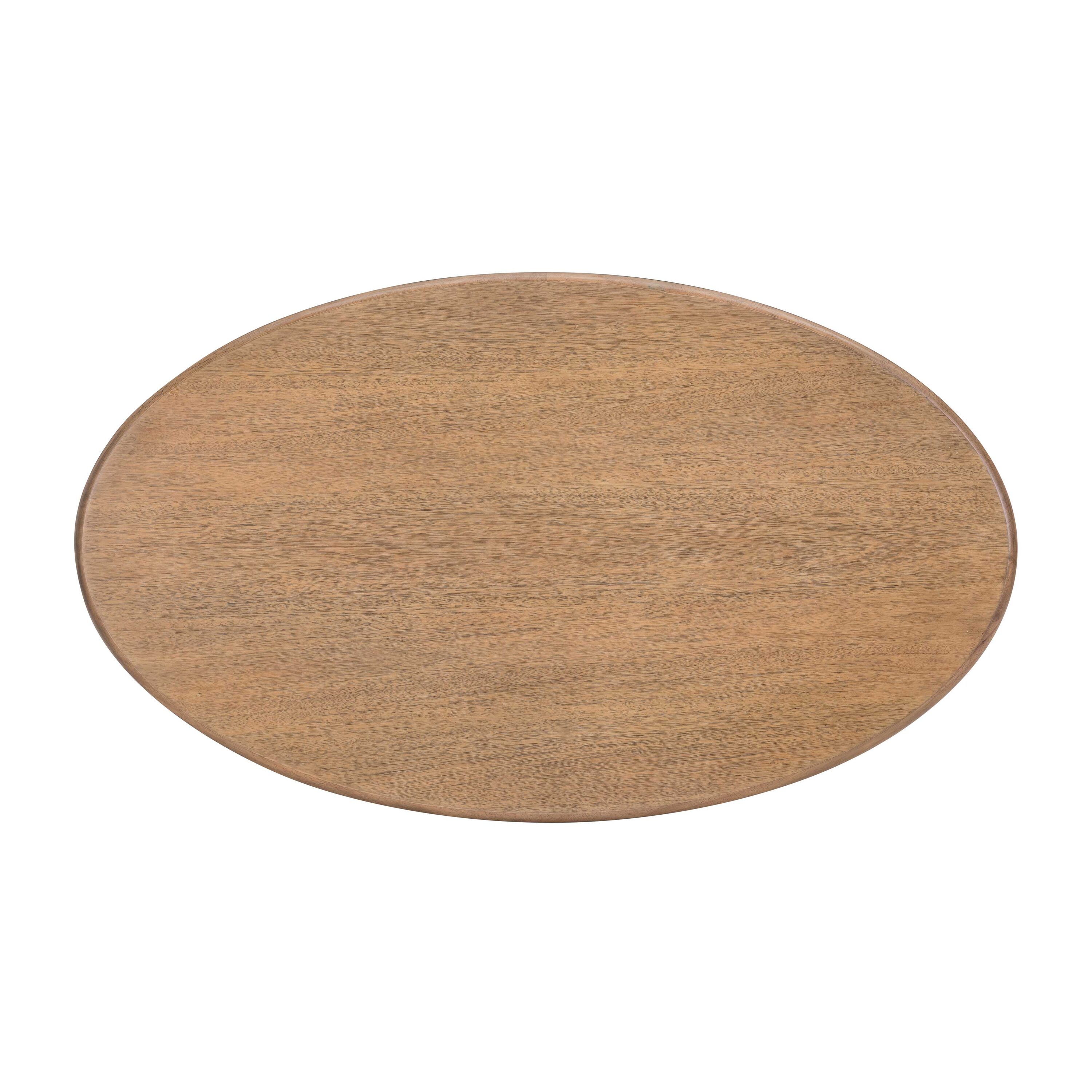 Contemporary Sofia Cognac Oval Wooden Outdoor Coffee Table with Storage