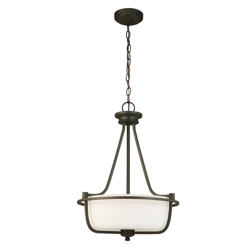 EGLO 202792A Mayview 3-Light Bronze Transitional Frosted Glass Drum Hanging Pendant Light