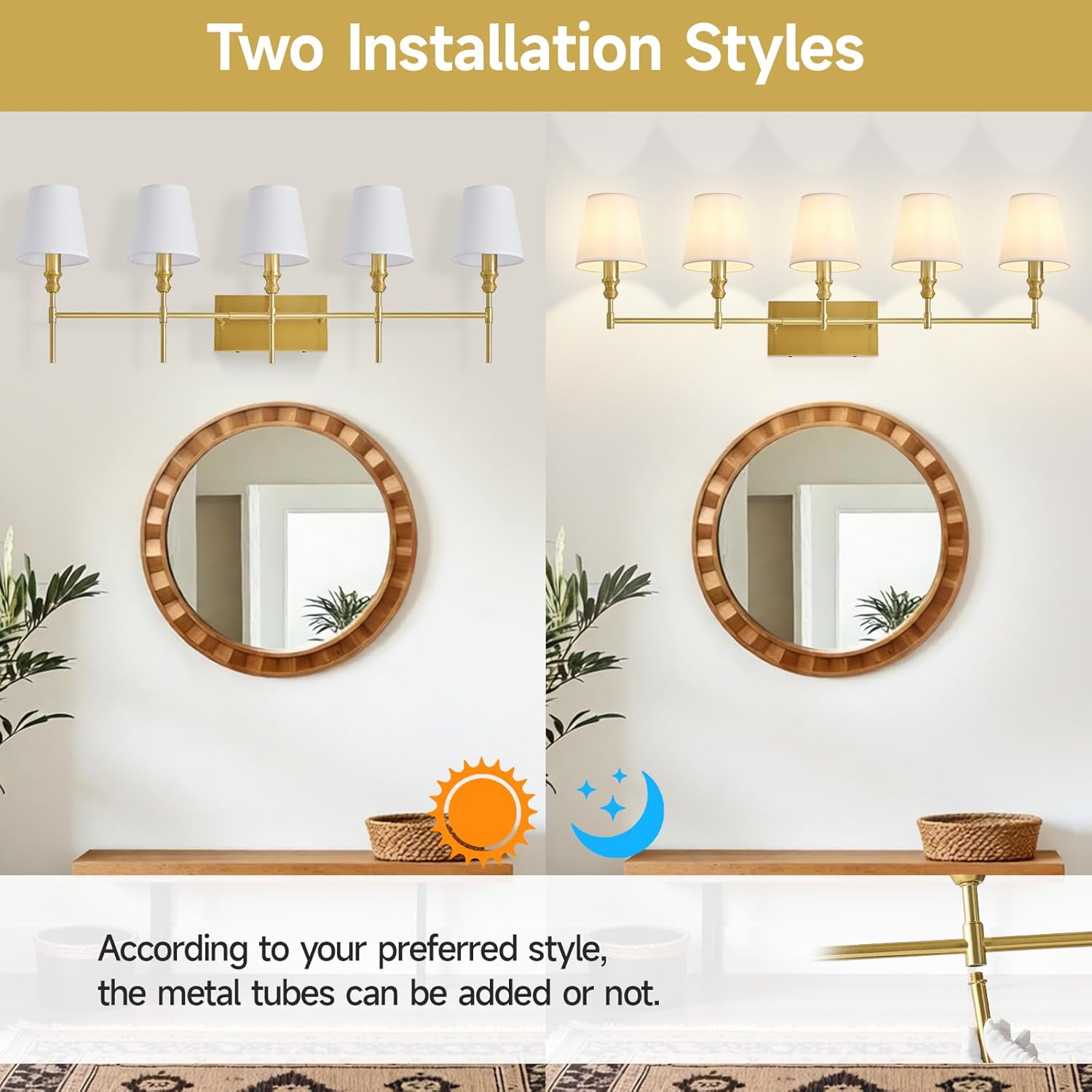 DIKAIDA Retro Bathroom Vanity Light Fixture Vintage 6-Light Wall ...