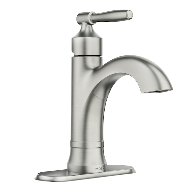 Moen Halle Spot Resist Brushed Nickel 1 Handle Single Hole Watersense Bathroom Sink Faucet With Drain Deck Plate In The Faucets Department At Com - Chrome Vs Brushed Nickel In Bathroom 2020 Pdf