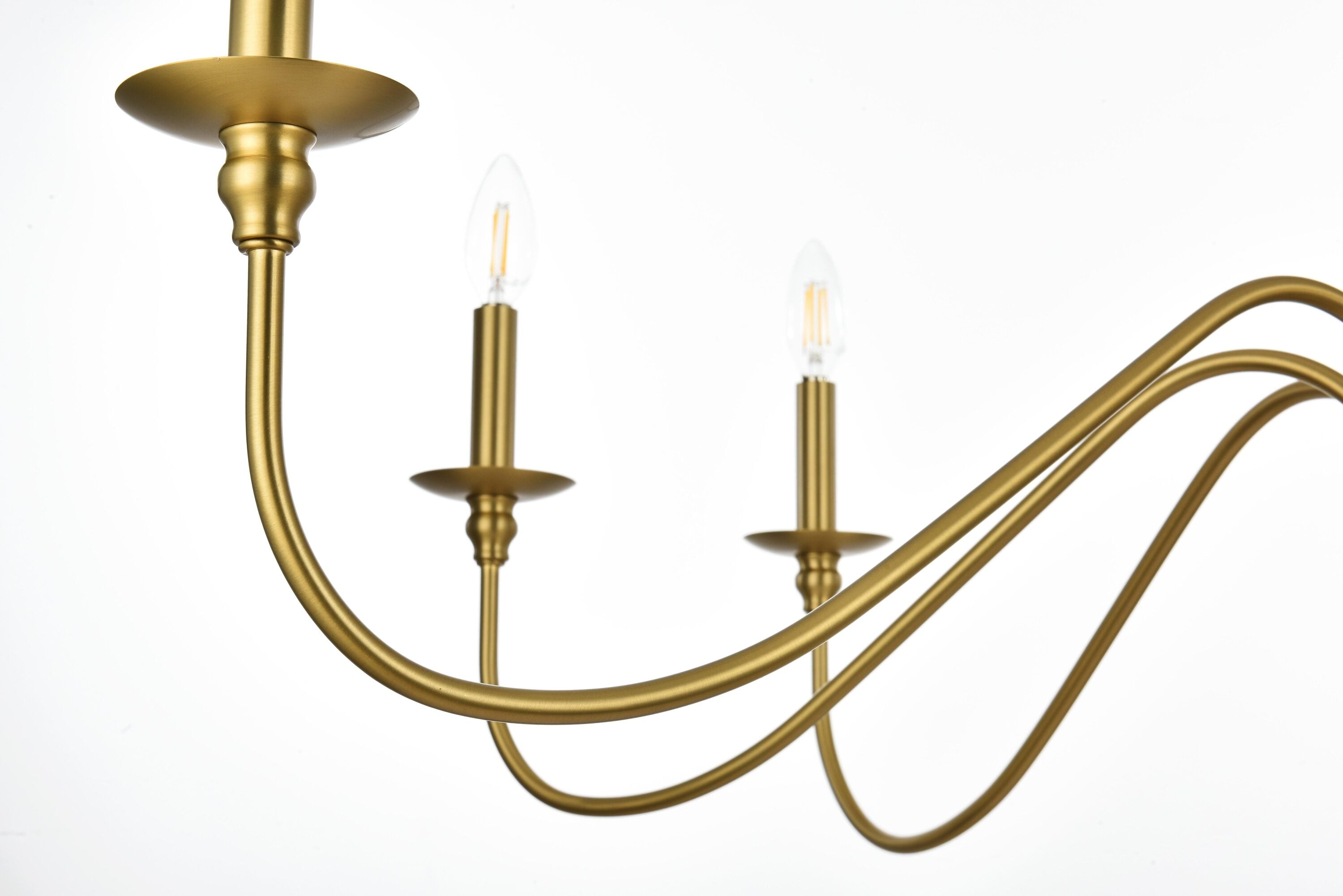 Satin Gold 42" 8-Light Metal Chandelier with Adjustable Chain