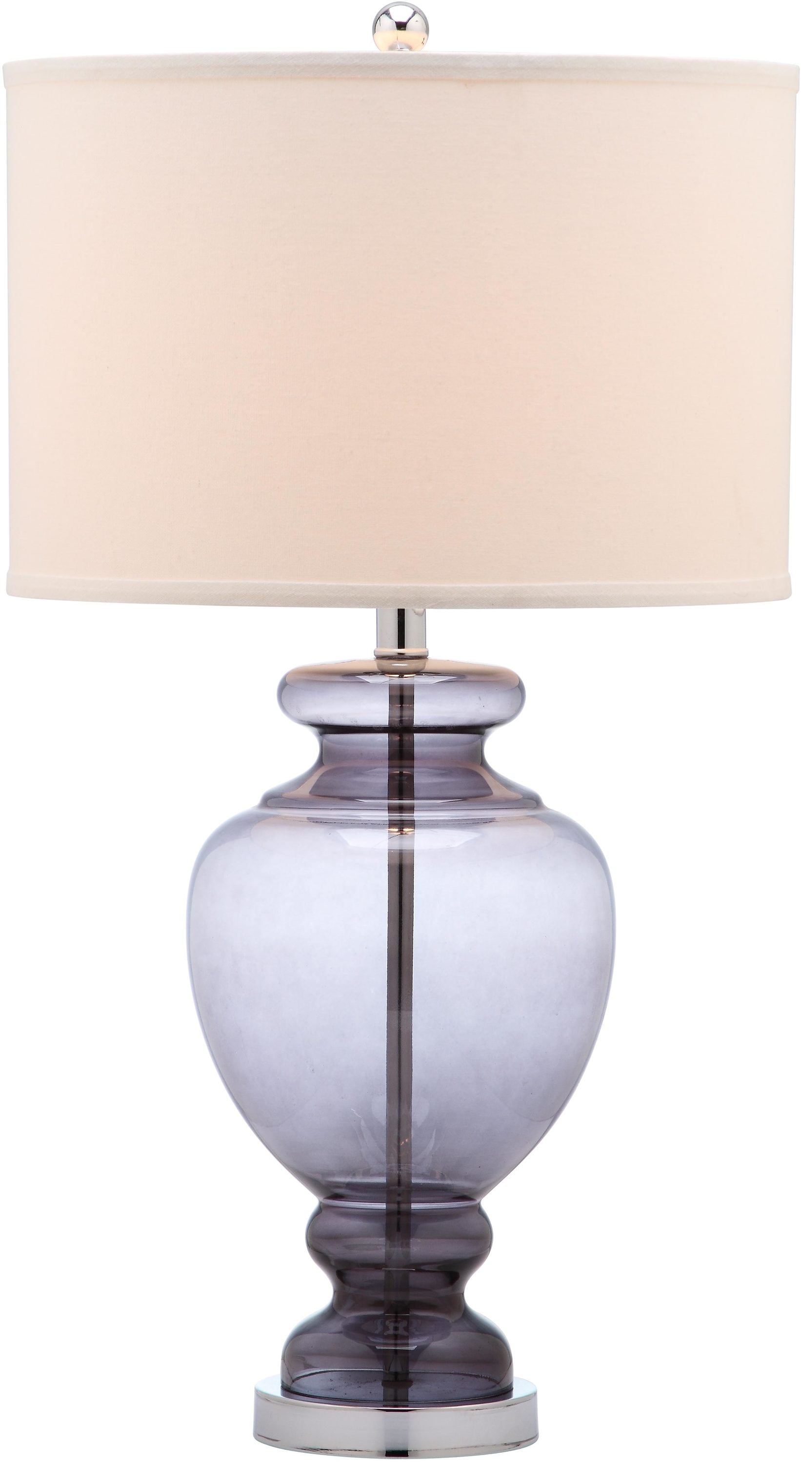 Translucent Grey Glass Table Lamp Set, 27" with Off-White Shade