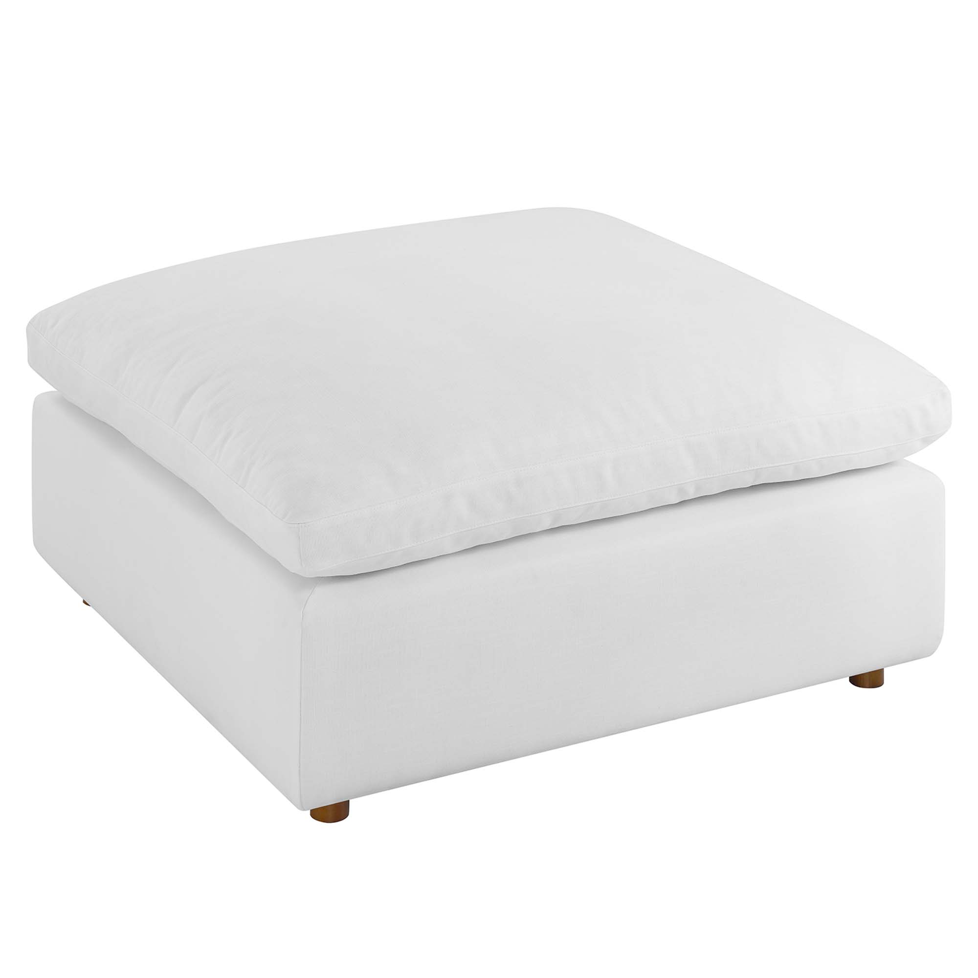  Commix Down Filled Overstuffed Ottoman in Pure White