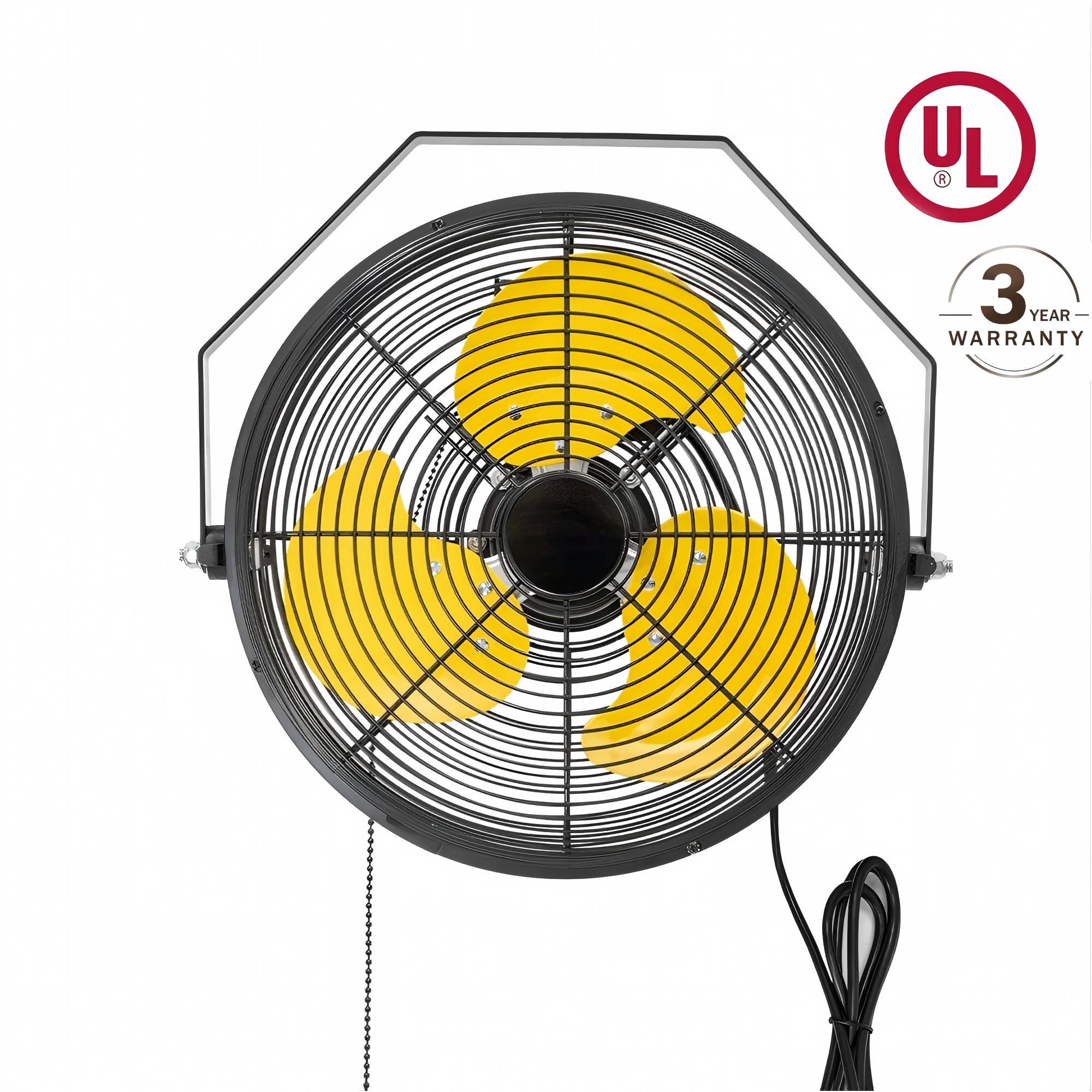 Maxcuum 12-in Plug in Indoor or Outdoor Yellow Wall Mounted Fan