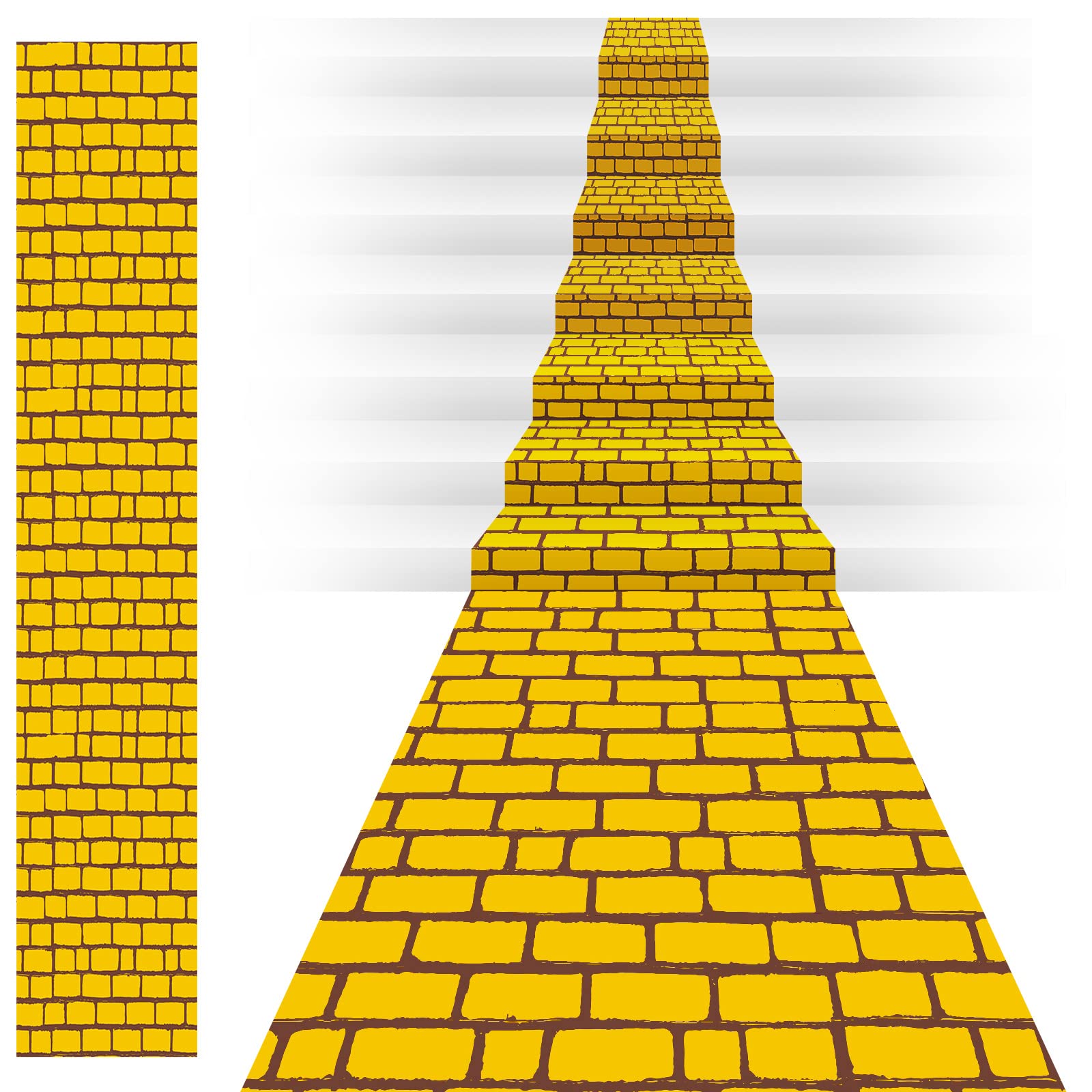 AKSCYZM  31 Point 5 Inch X 16 Point 4 Feet Yellow Brick Floor Runner Roll Realistic Brick Wall Peel Wallpaper for Halloween Party Home Decor
