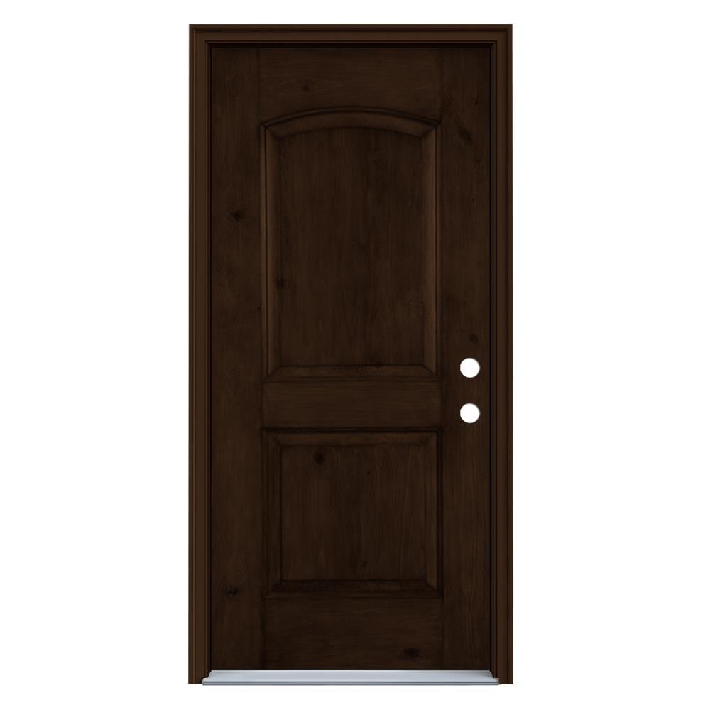 JELD-WEN LOWOLJW232400009 36-in x 80-in x 4-9/16-in Fiberglass No glass Left-hand inswing Espresso Stained Prehung Front Door with Brickmould Insulating core