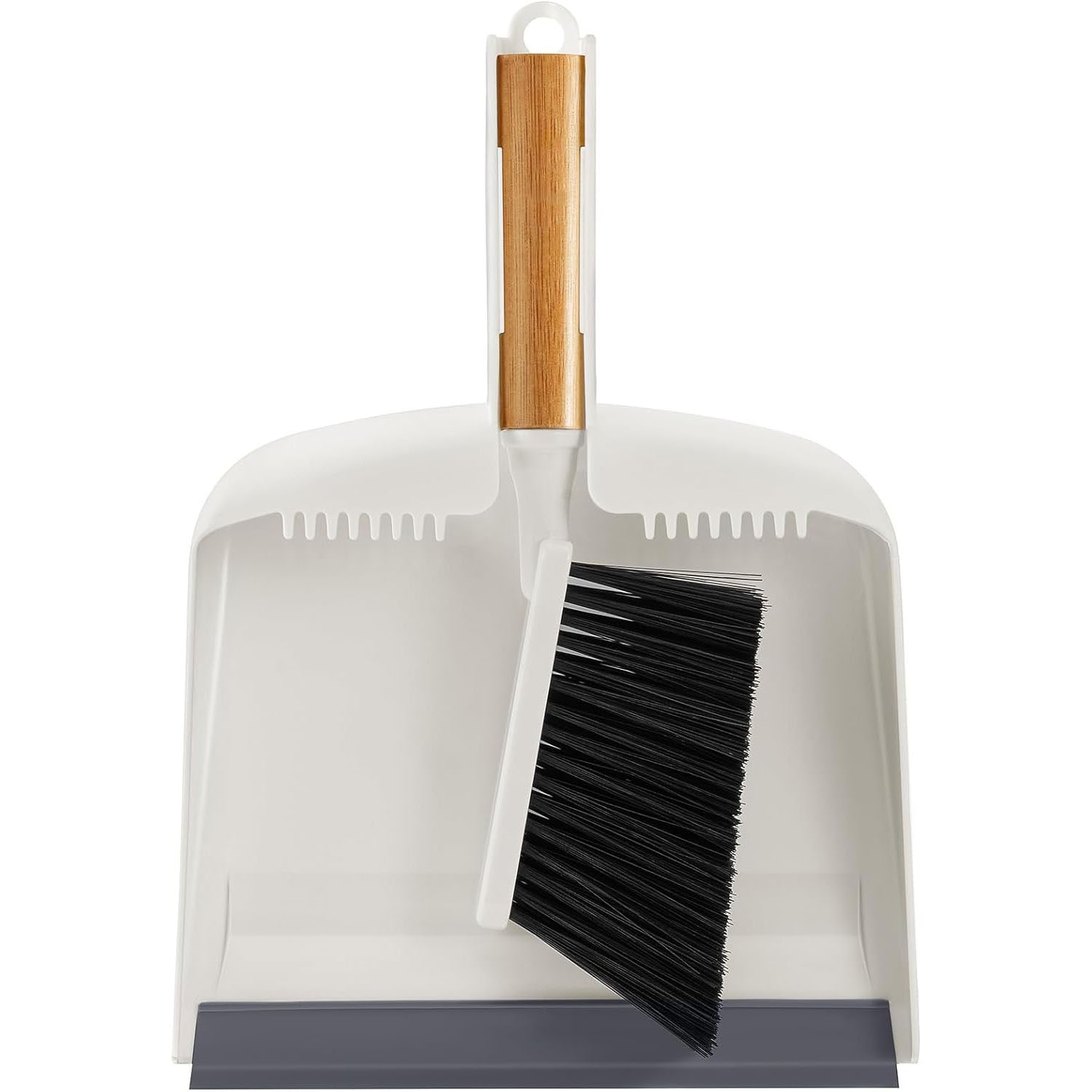 Etokfoks  large broom and dustpan combo set upgrade long extendable handle upright standing design recycled materials and rubber lip pan for