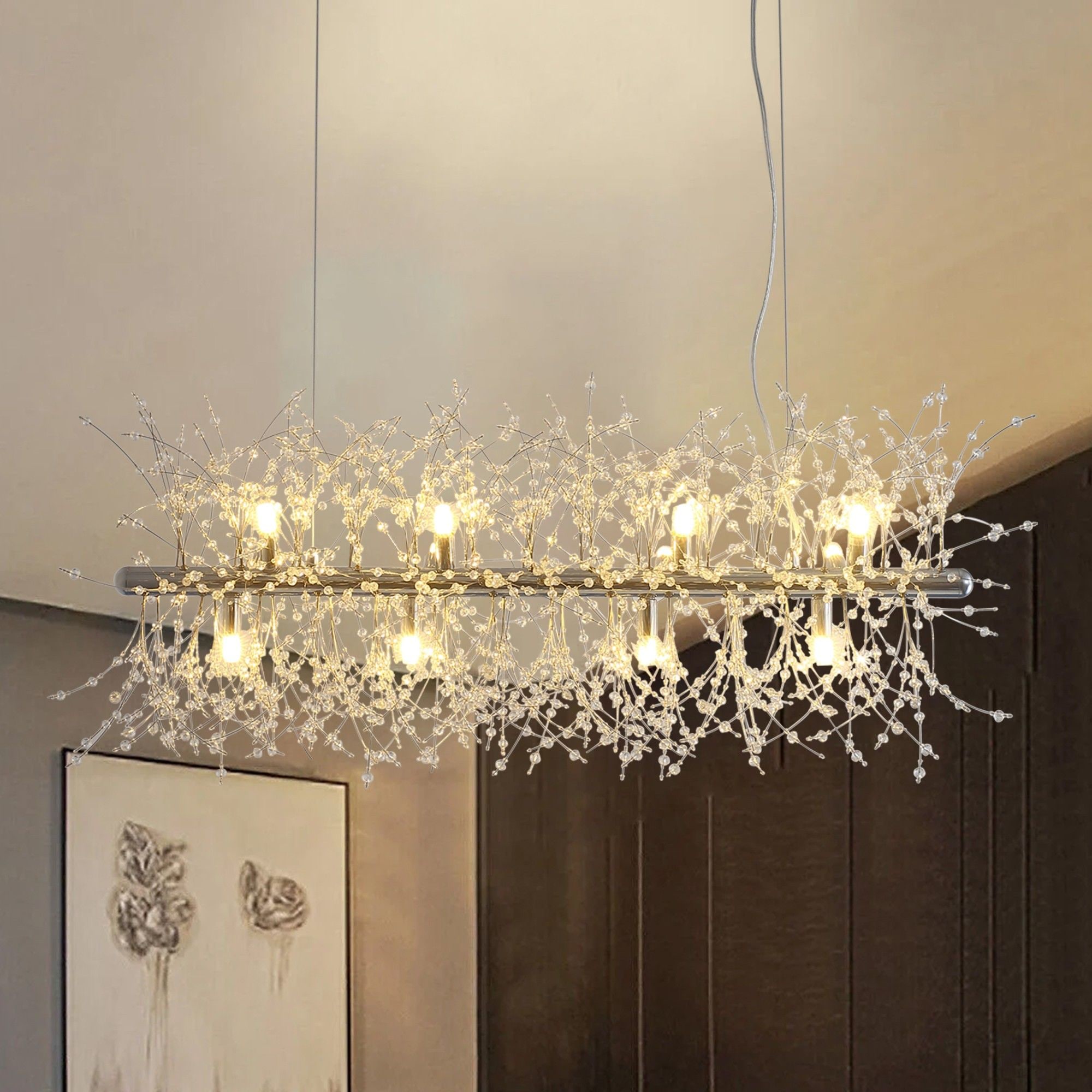 Yiekholo 12-Light Chrome Modern/Contemporary LED Dry rated Chandelier ...