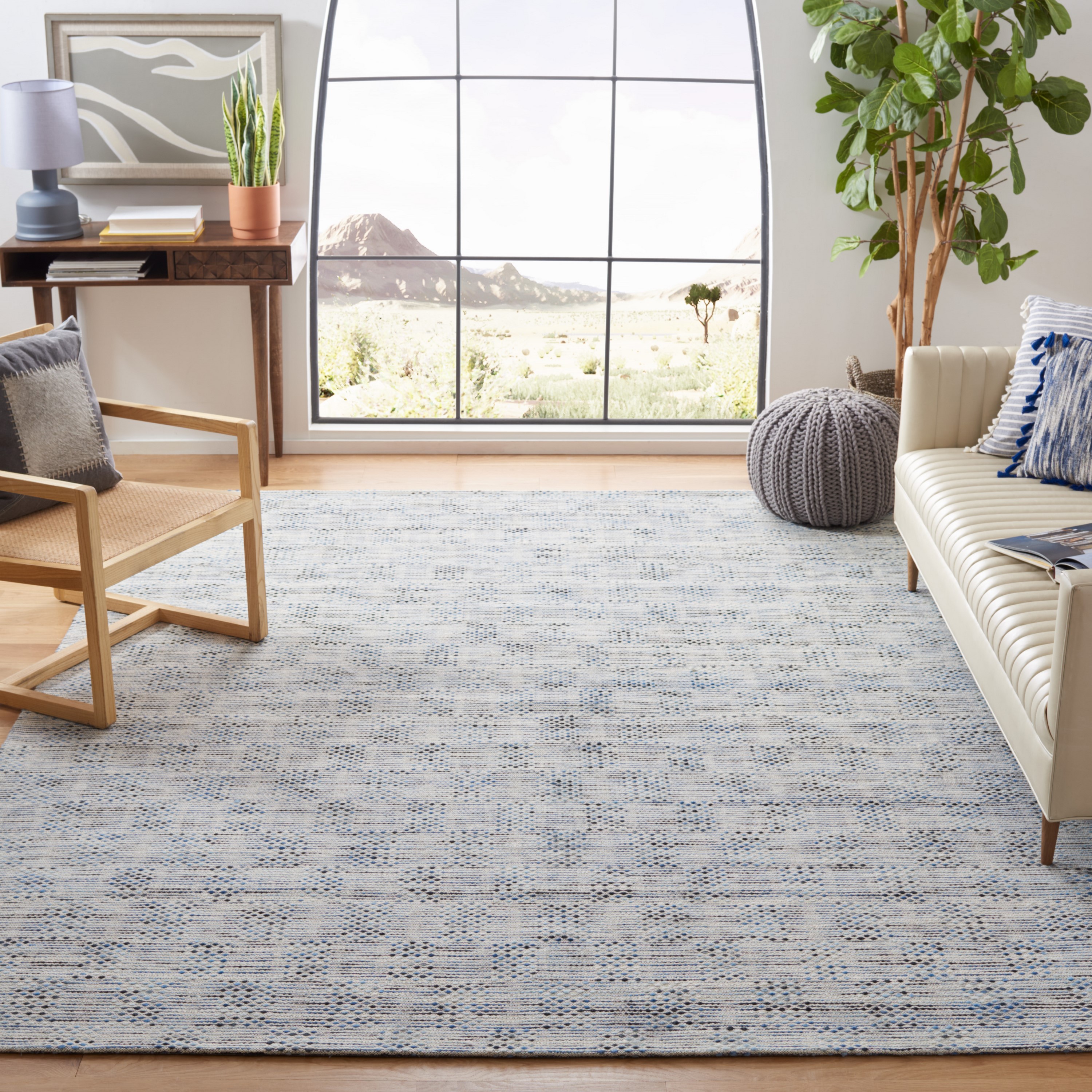 Safavieh MRB157N-8 Marbella Sieglinde 8 x 10 (ft) Wool Navy/Beige Rectangular Indoor Abstract Farmhouse/Cottage Area rug