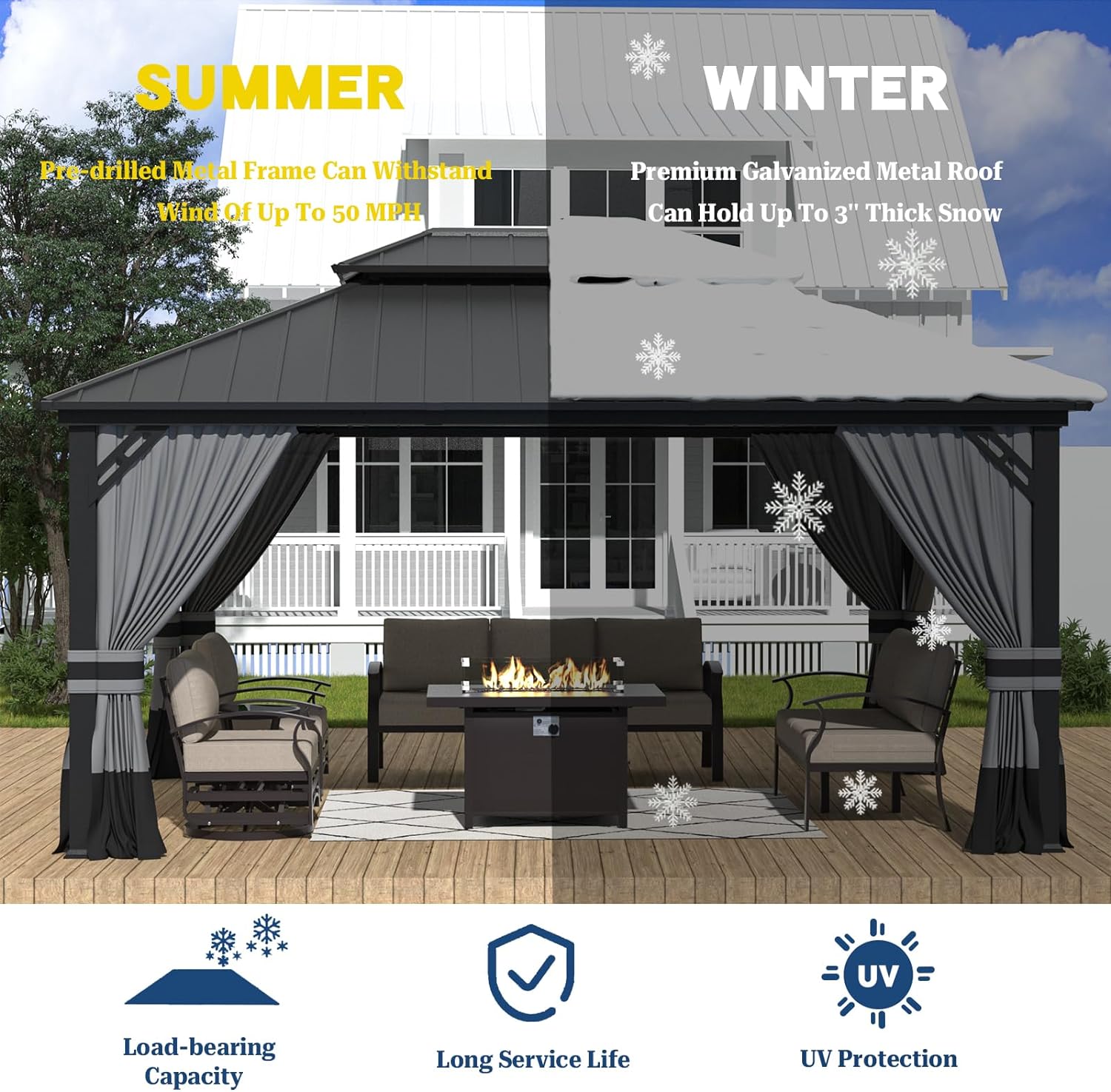ALAULM LS-1216GAZBEO-GREY Wood-Resin-Gazebos - View #7