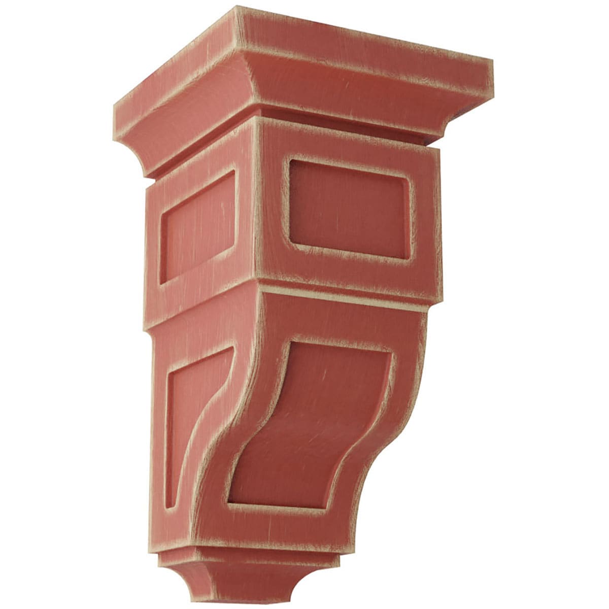 Ekena Millwork CORWD05X05X10RYRD 5-in x 5.75-in x 10-in Vintage Decor Finished Rubberwood Red Wood Paintable/Stainable Corbel