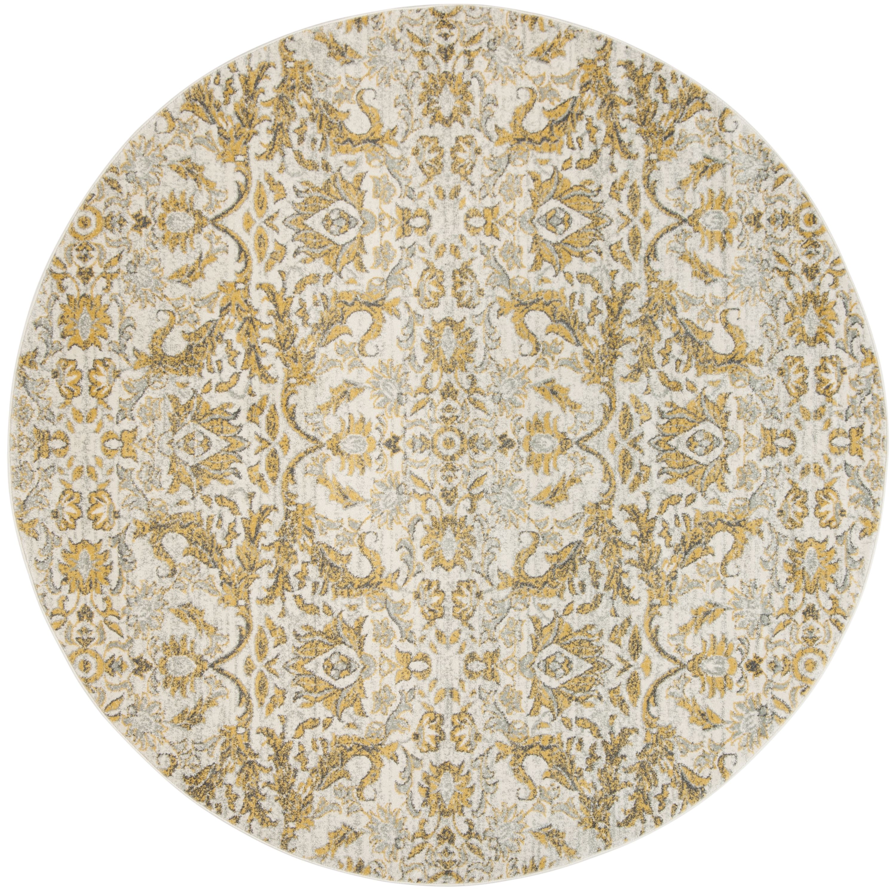 Safavieh EVK238S-7R Evoke Mac 7 x 7 (ft) Loomed Synthetic Ivory/Gold Round Indoor Floral/Botanical Oriental Area rug