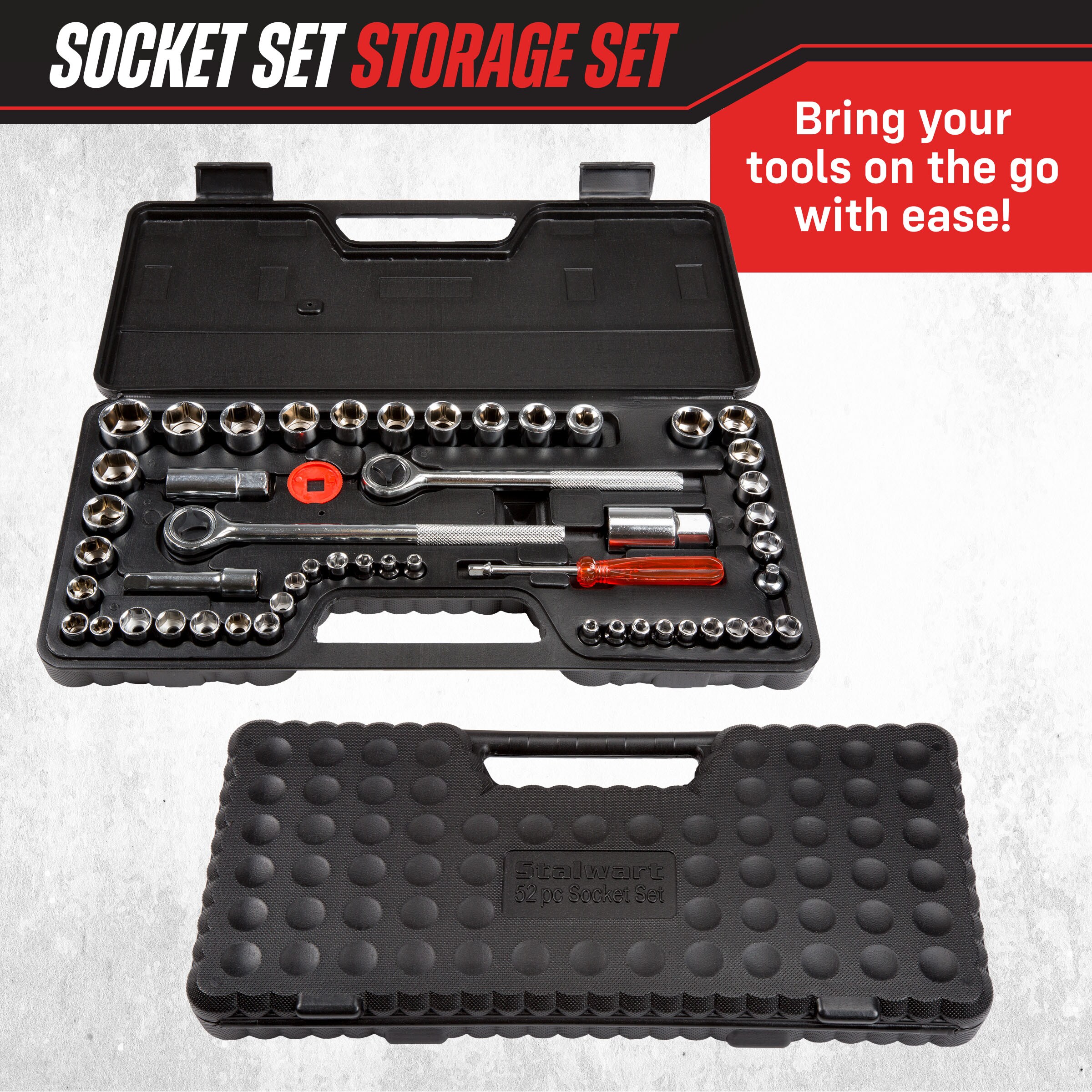 Stalwart Standard (SAE) and Metric Universal Joint Socket Set (52 ...