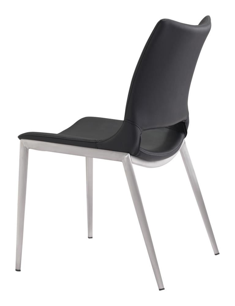 High Black Metal Retro Dining Side Chair Set