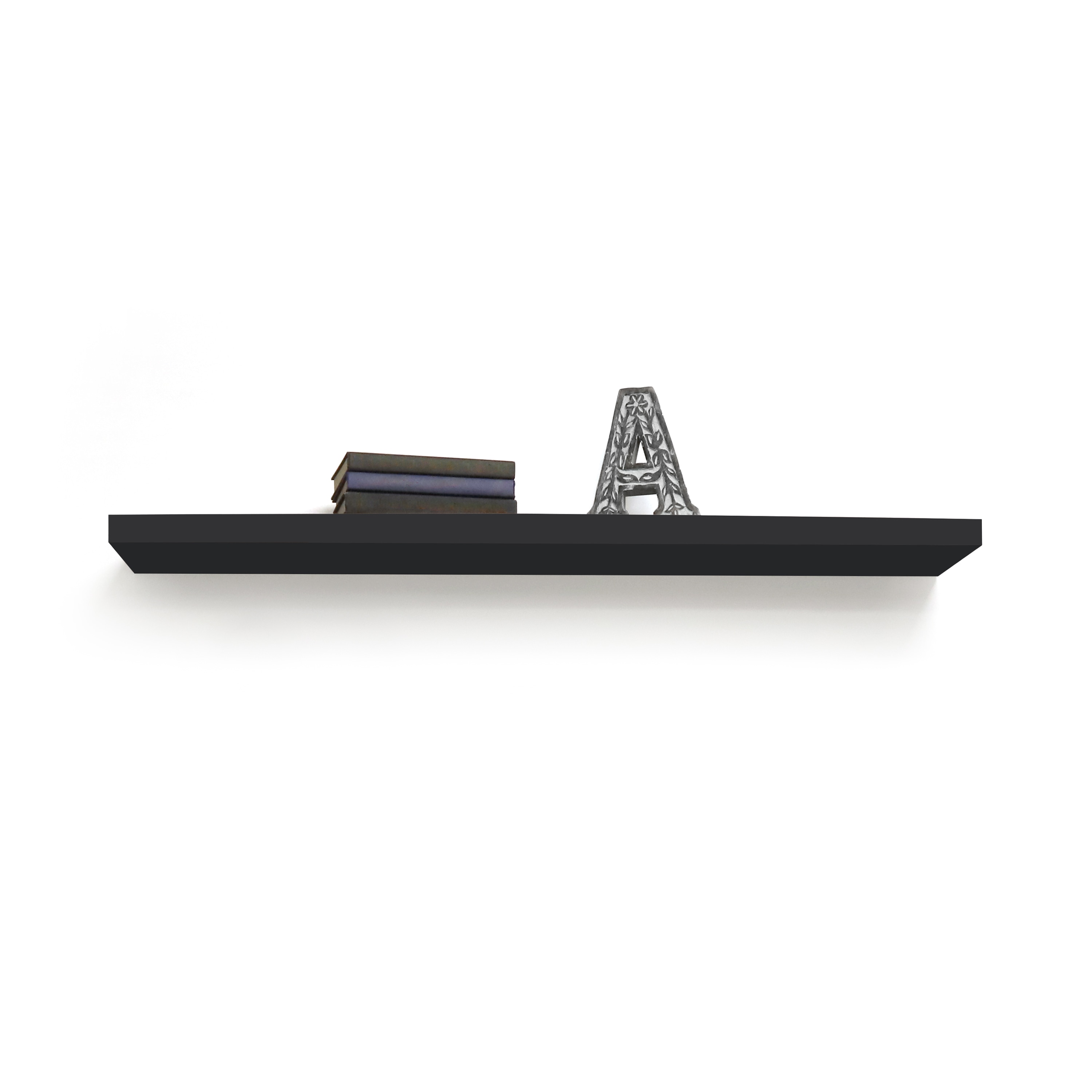 allen + roth 9481169 35.4-in L x 7.8-in D x 1.5-in H Black MDF Rectangular Floating shelf
