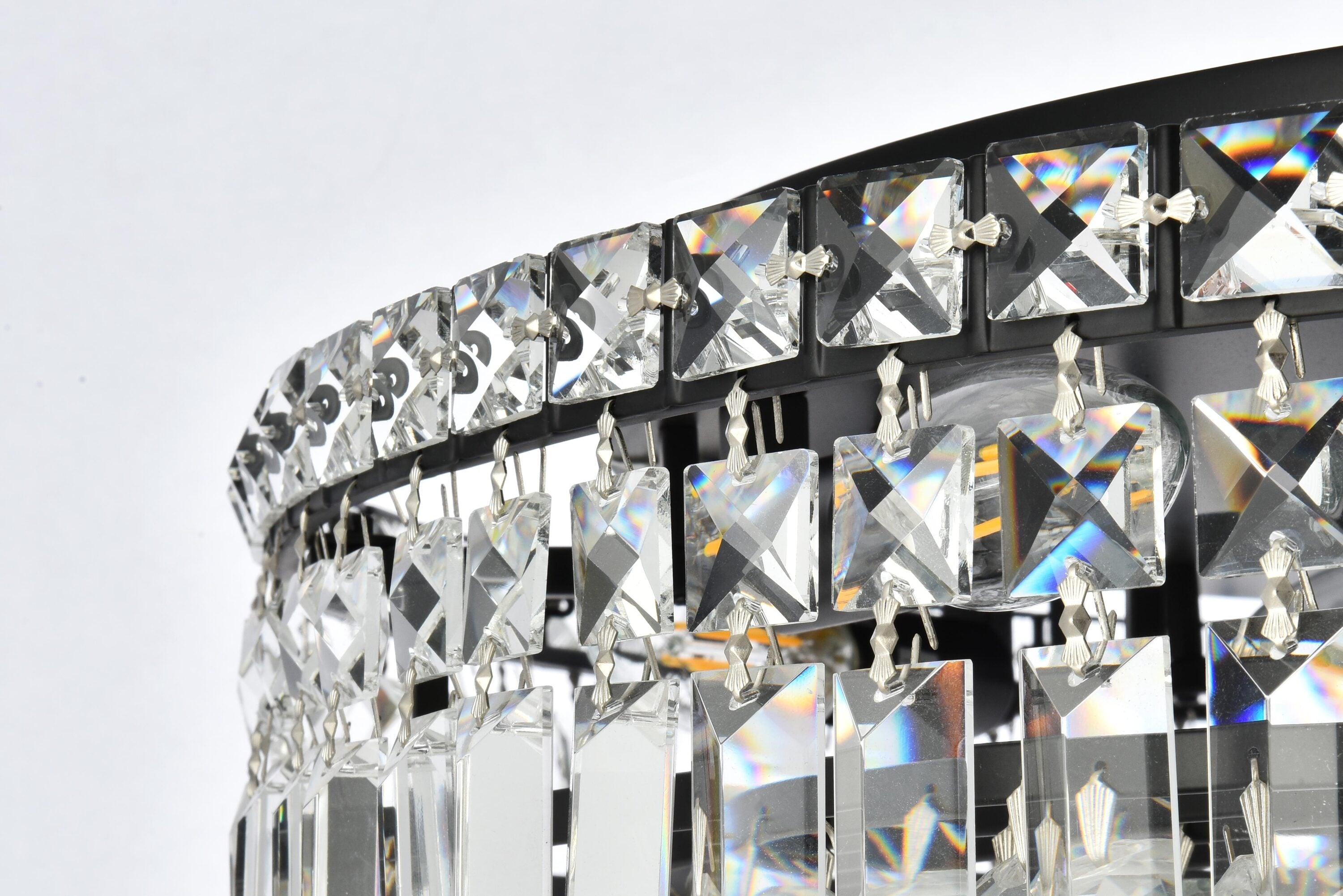 Maxime 16" Matte Black and Clear Crystal Flush Mount Light