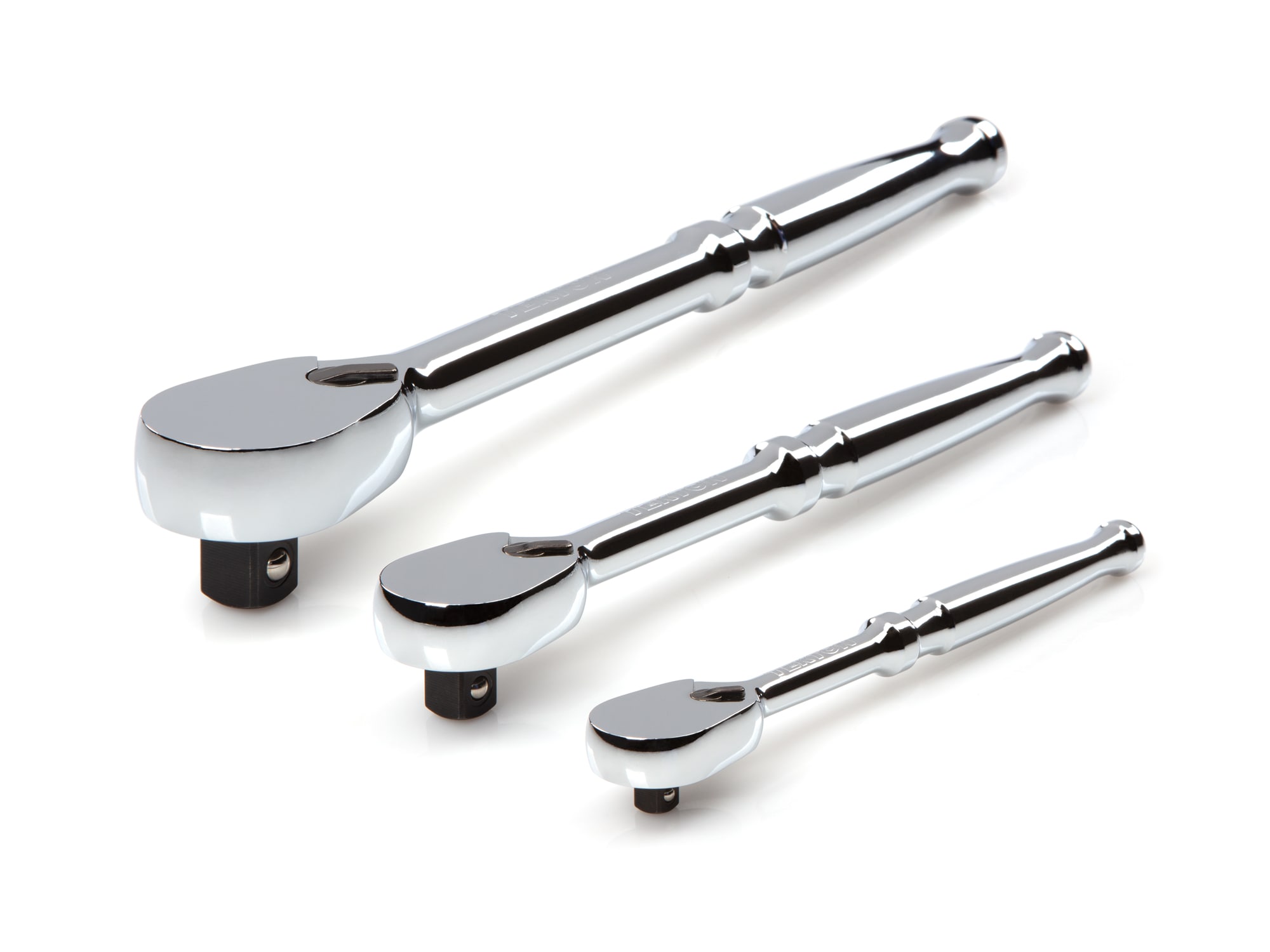 TEKTON SRH91001 3 -Piece 90 -Tooth 1/2-in 3/8-in 1/4-in Drive Full polish Handle Ratchet Set