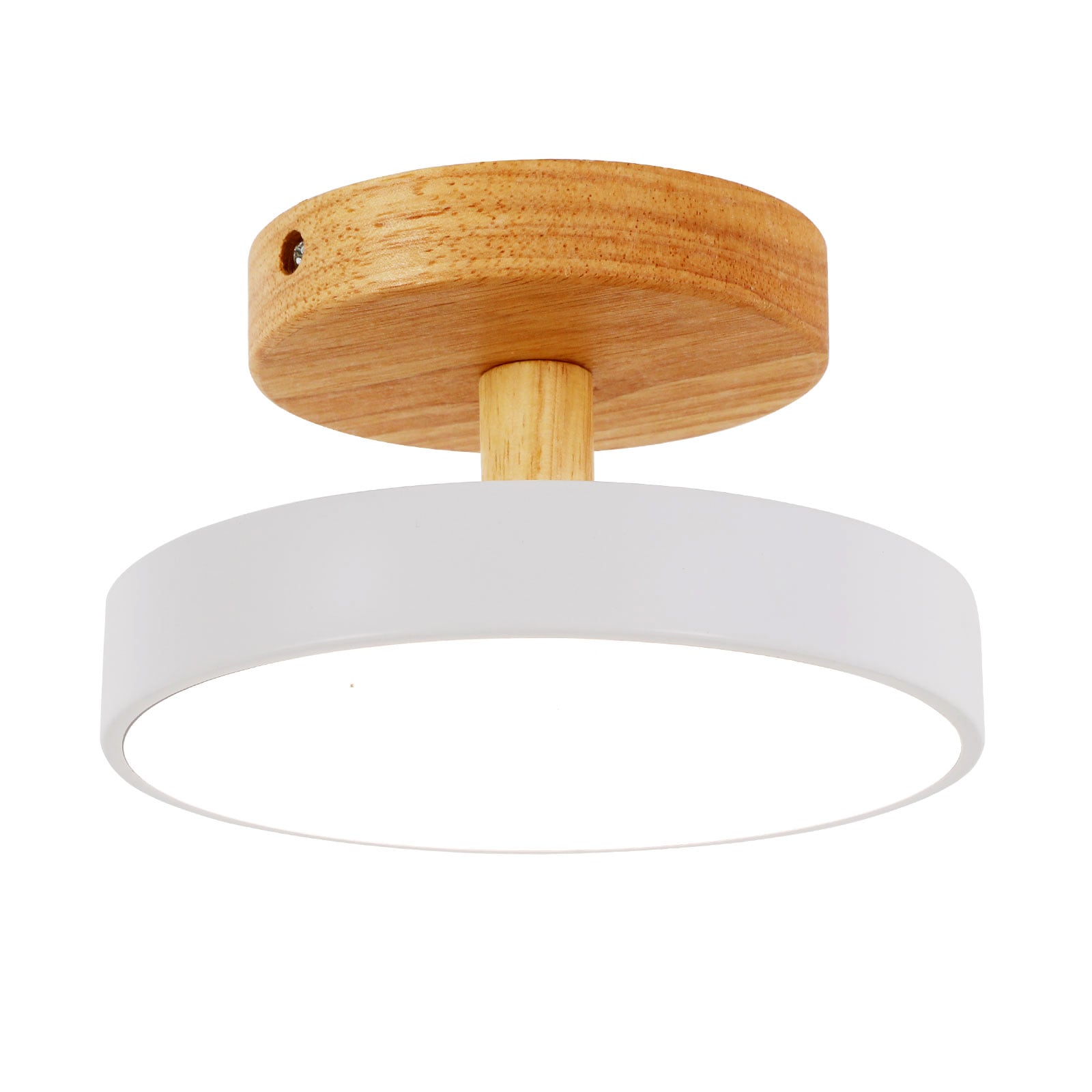 Oukaning HG-HCXLST-3079-US 1 -Light 7.08-in Brushed White Integrated LED Semi Flush Mount Light
