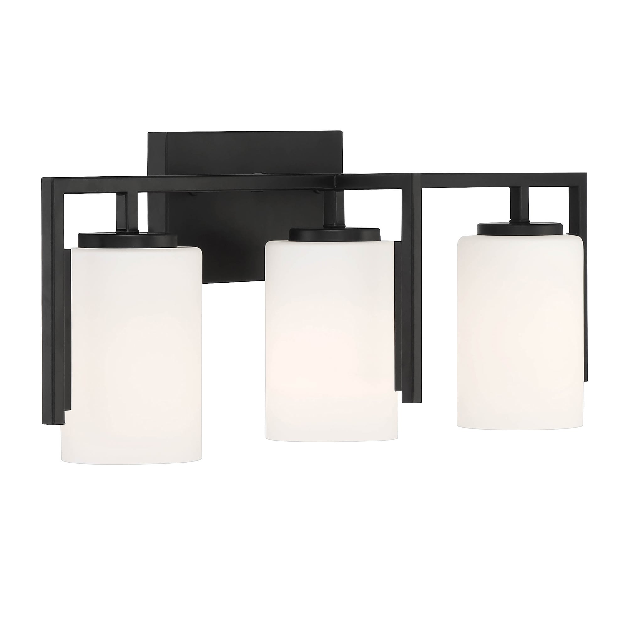 Cambria Modern 24" Matte Black 3-Light Vanity with Etched Opal Shades