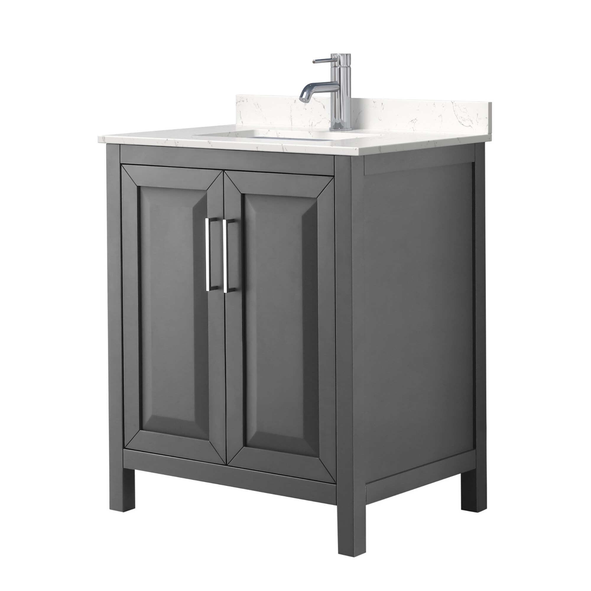 Wyndham Collection WCV252530SKGC2UNSMXX Daria 30-in Dark Gray with Polished Chrome Trim Undermount Single Sink Bathroom Vanity with Carrara Cultured Marble Cultured Marble Top