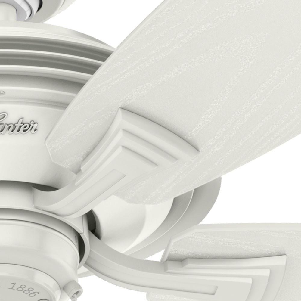 Hunter Rainsford 52 In Fresh White Indooroutdoor Downrod Or Flush Mount Ceiling Fan 5 Blade 2474