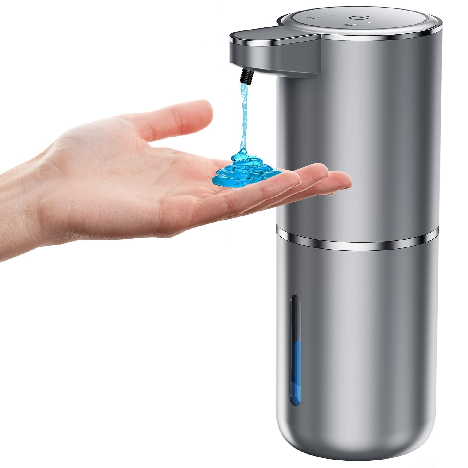 Phyfalip  Automatic Soap Dispenser Touchless Liquid Dispenser Adjustable Four Levels Wall Mount for Kitchen Bathroom 13 Point 4 Ounce Capacity