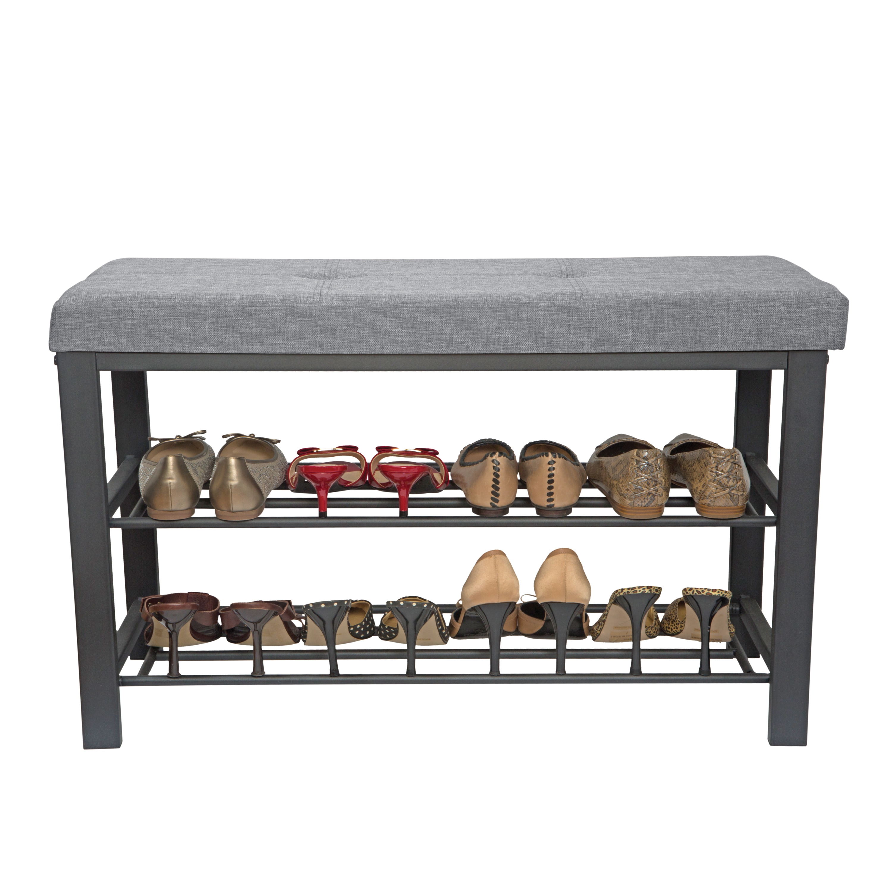Honey-Can-Do Entryway Coat Rack and Shoe Rack Combo, Black/Natural