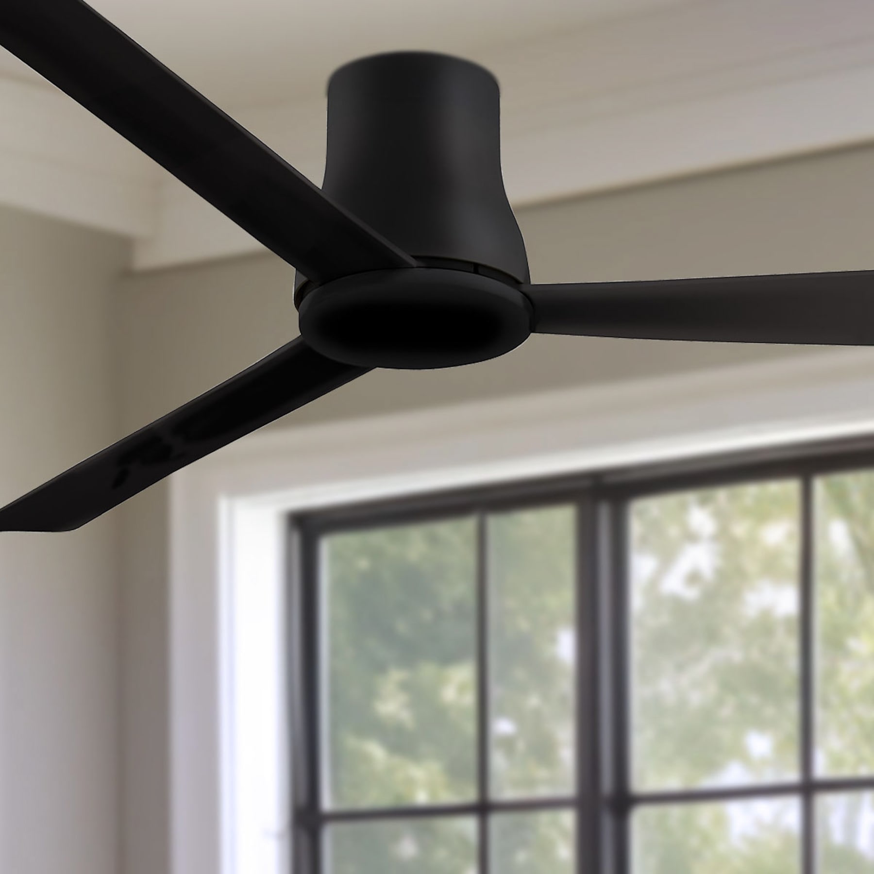 Minka Aire F874-CL Simple Flush 60 60-in Outdoor Flush Mount Black with Black Blades Propeller Ceiling Fan Light Kit Compatible - Remote Included ( 3 -Blade )