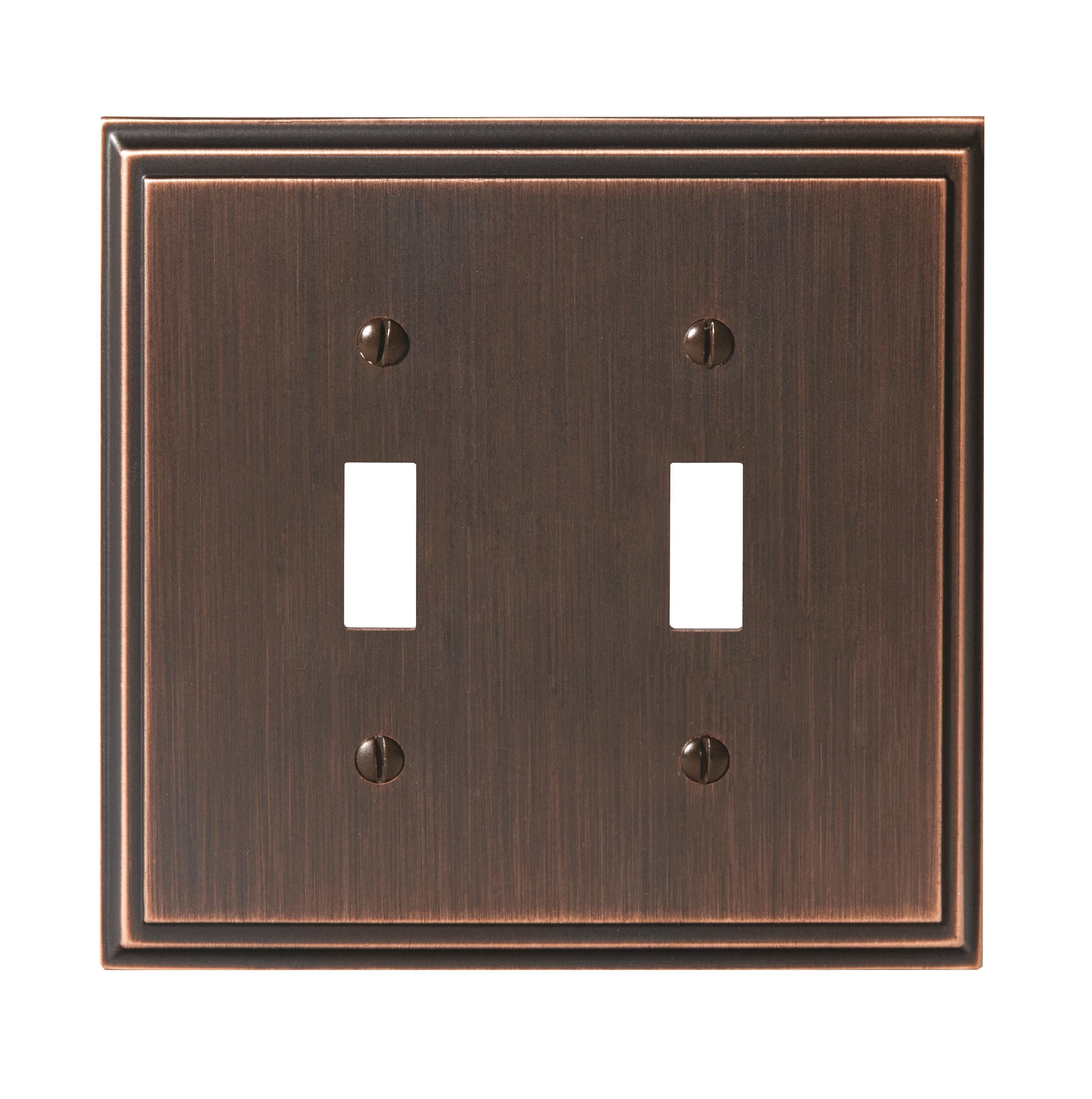 Amerock 1907001 2 -Gang Standard Size Oil Rubbed Bronze Zinc Indoor Toggle Wall Plate