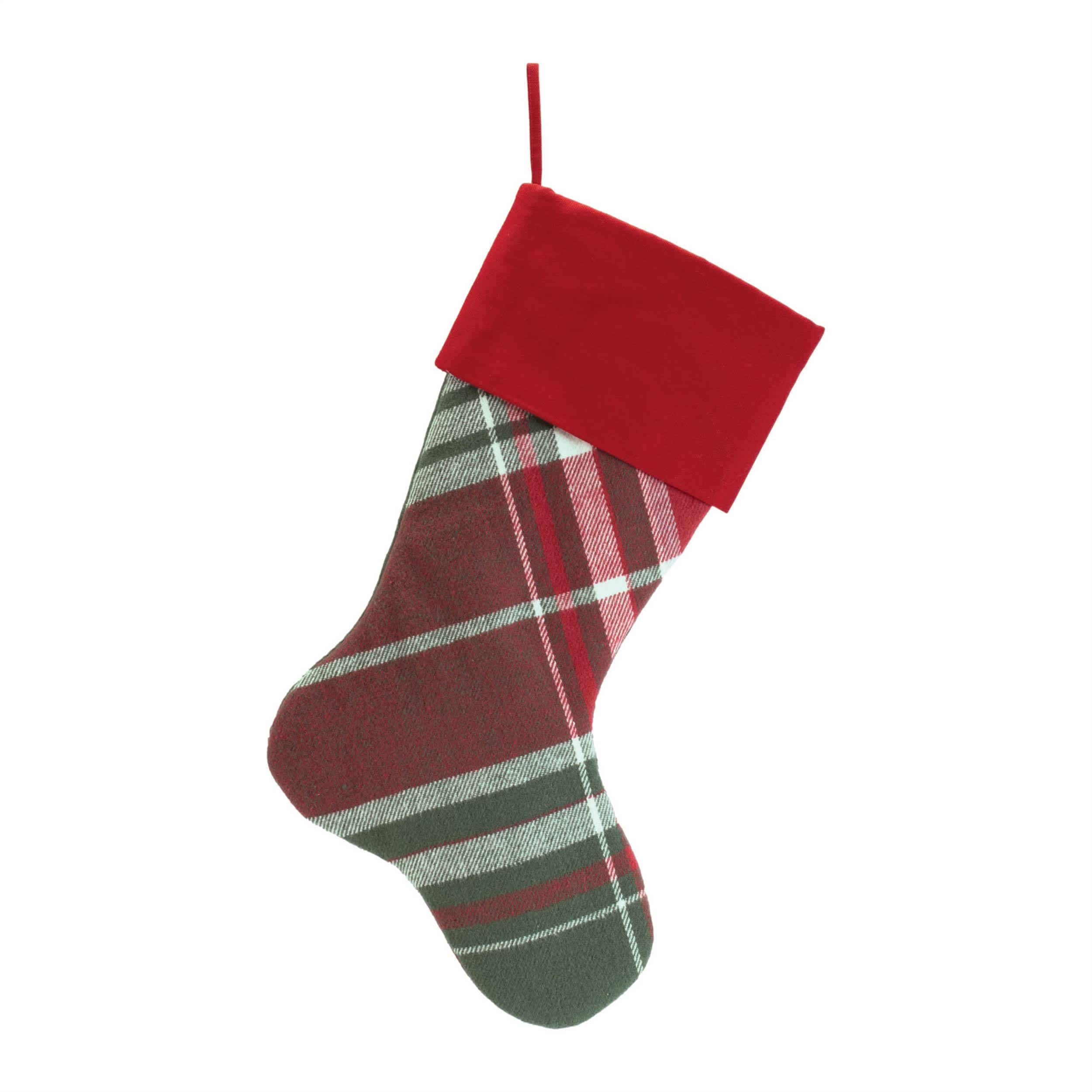 Melrose International Plaid Print Stocking (Set of 2)